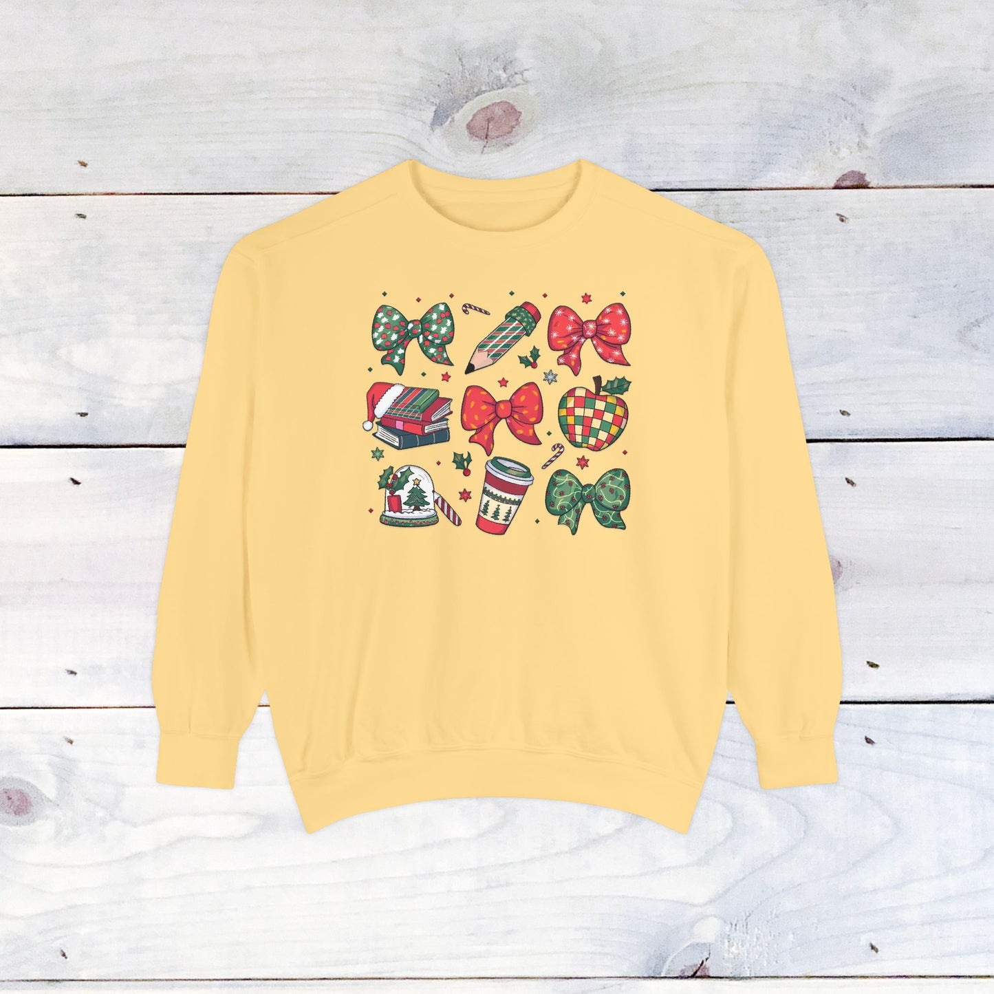 Teacher Christmas Grid Comfort Colors Sweater