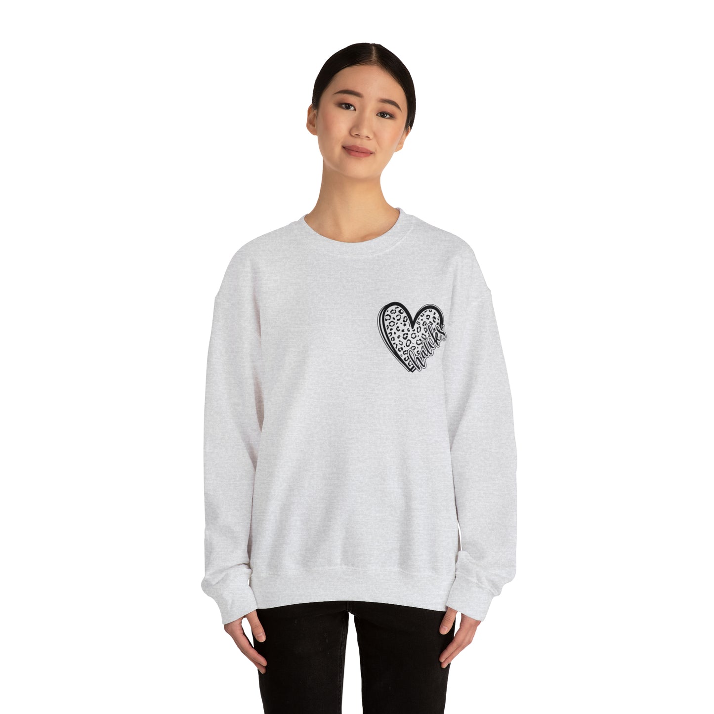 Hawks Heart Front, Glitz Cheer Mom back - Sweater