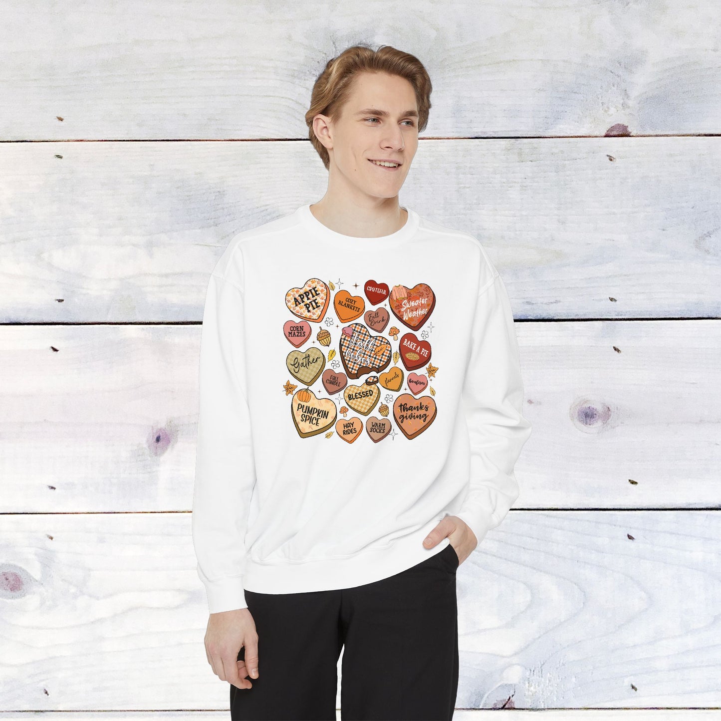 Fall Conversation Hearts Comfort Colors Sweater
