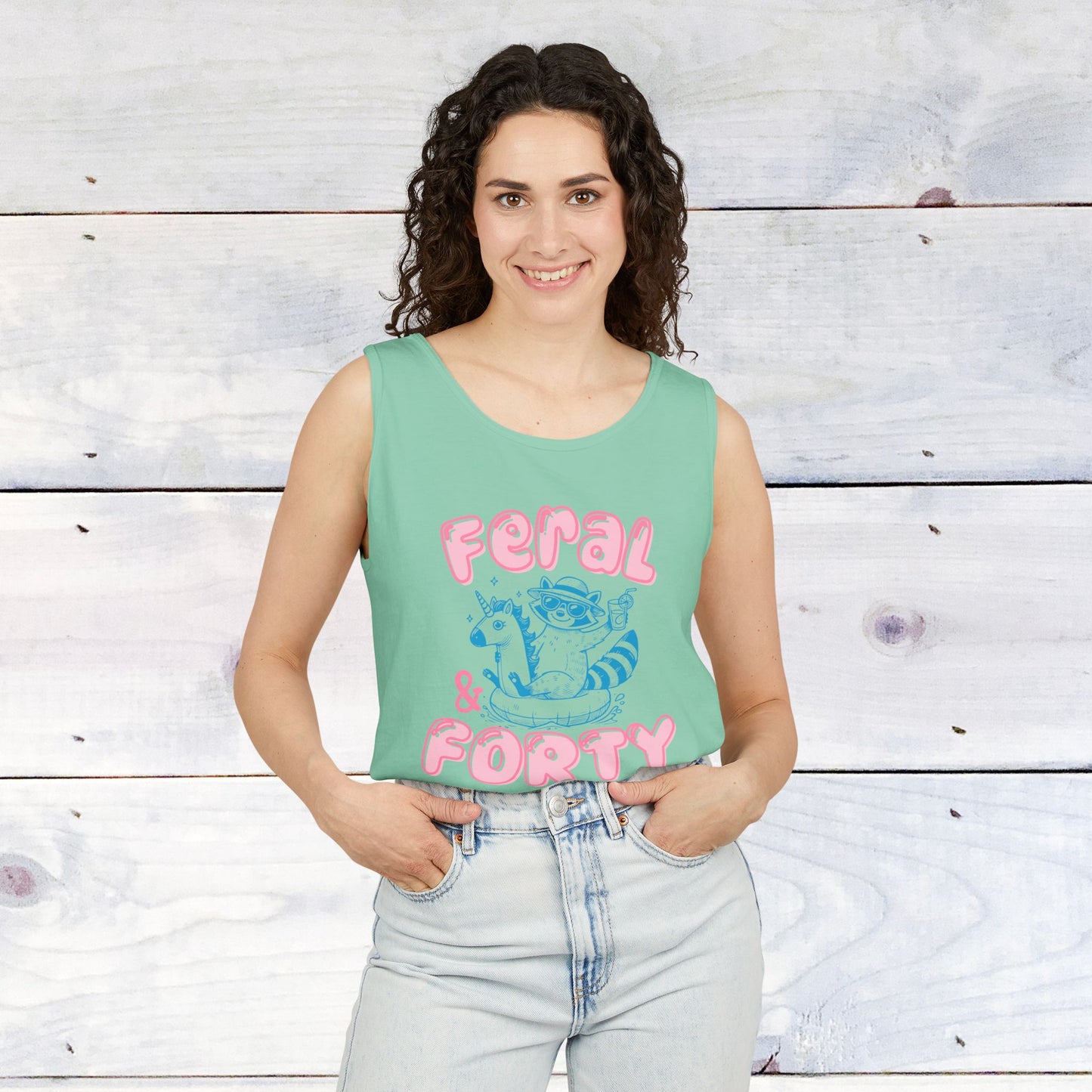 Feral and Forty Floatie Comfort Colors Tank Top