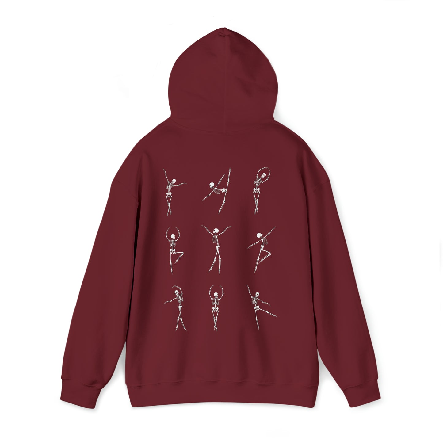Dancing Skeleton Hoodie- Dancing Skeleton Front- Multi -Dancing Skeleton Back, Mutliple Color Options, Unisex Heavy Blend™ Hooded Sweatshirt