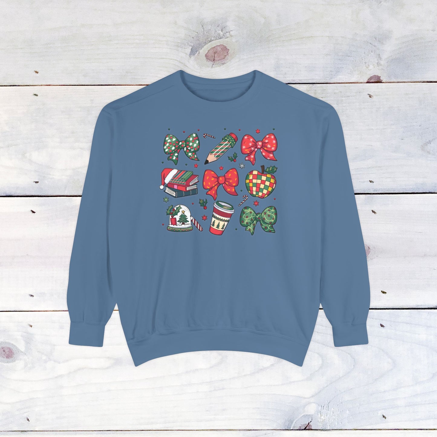 Teacher Christmas Grid Comfort Colors Sweater