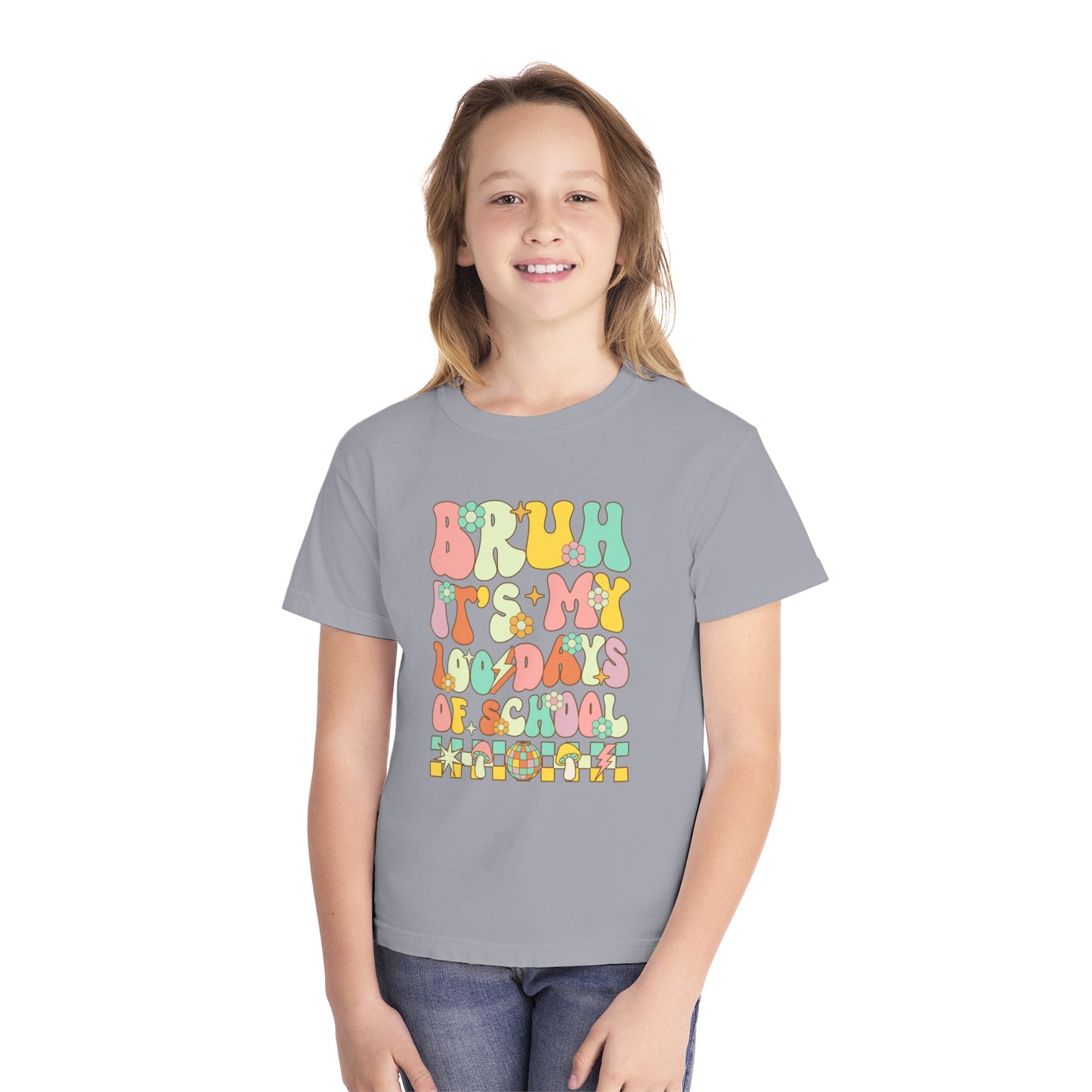 Youth BRUH 100 Days Comfort Colors Tee
