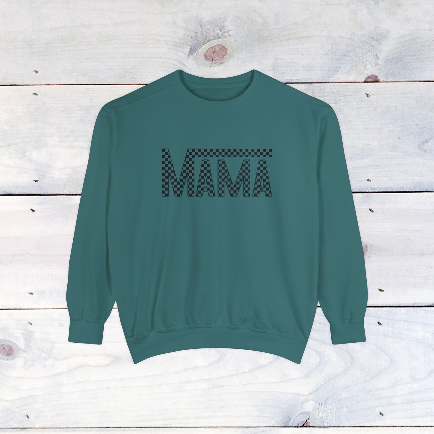 Mama Checkered Black Comfort Colors Sweater