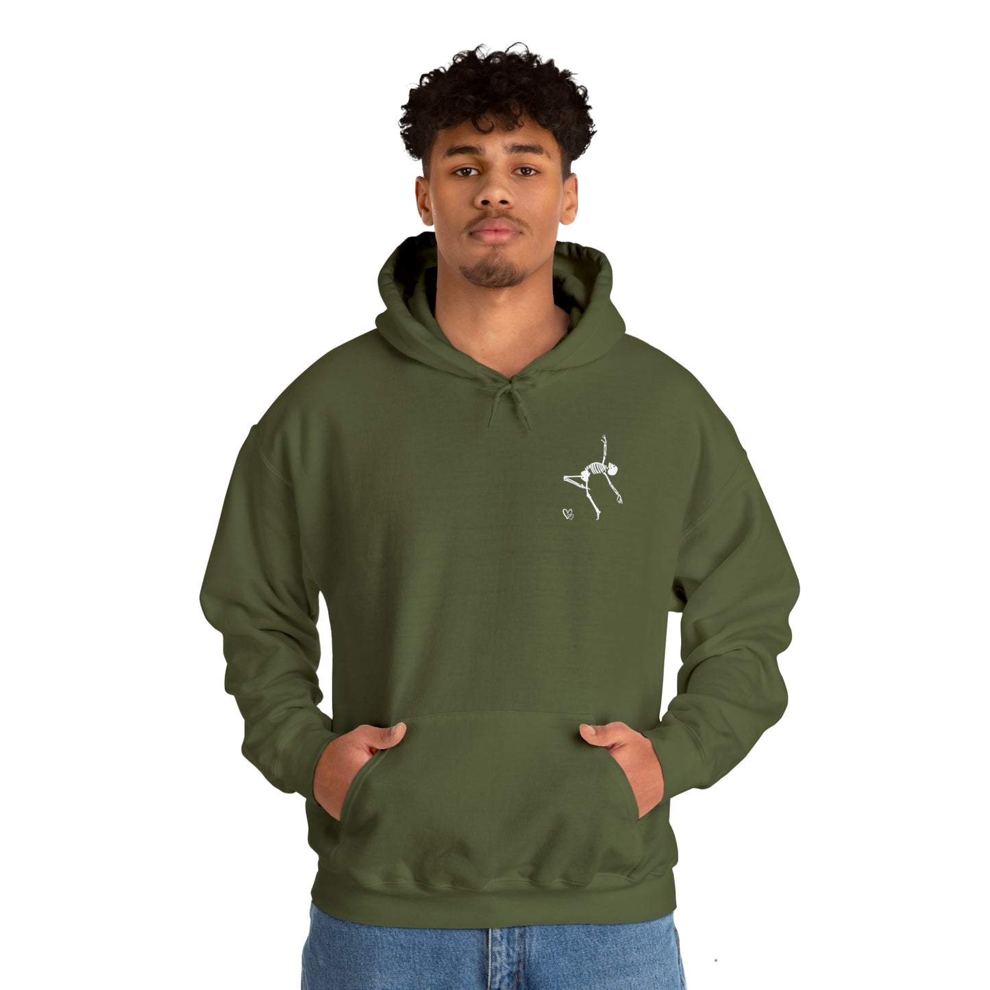 Dancing Skeleton Hoodie- Dancing Skeleton Front- Multi -Dancing Skeleton Back, Mutliple Color Options, Unisex Heavy Blend™ Hooded Sweatshirt
