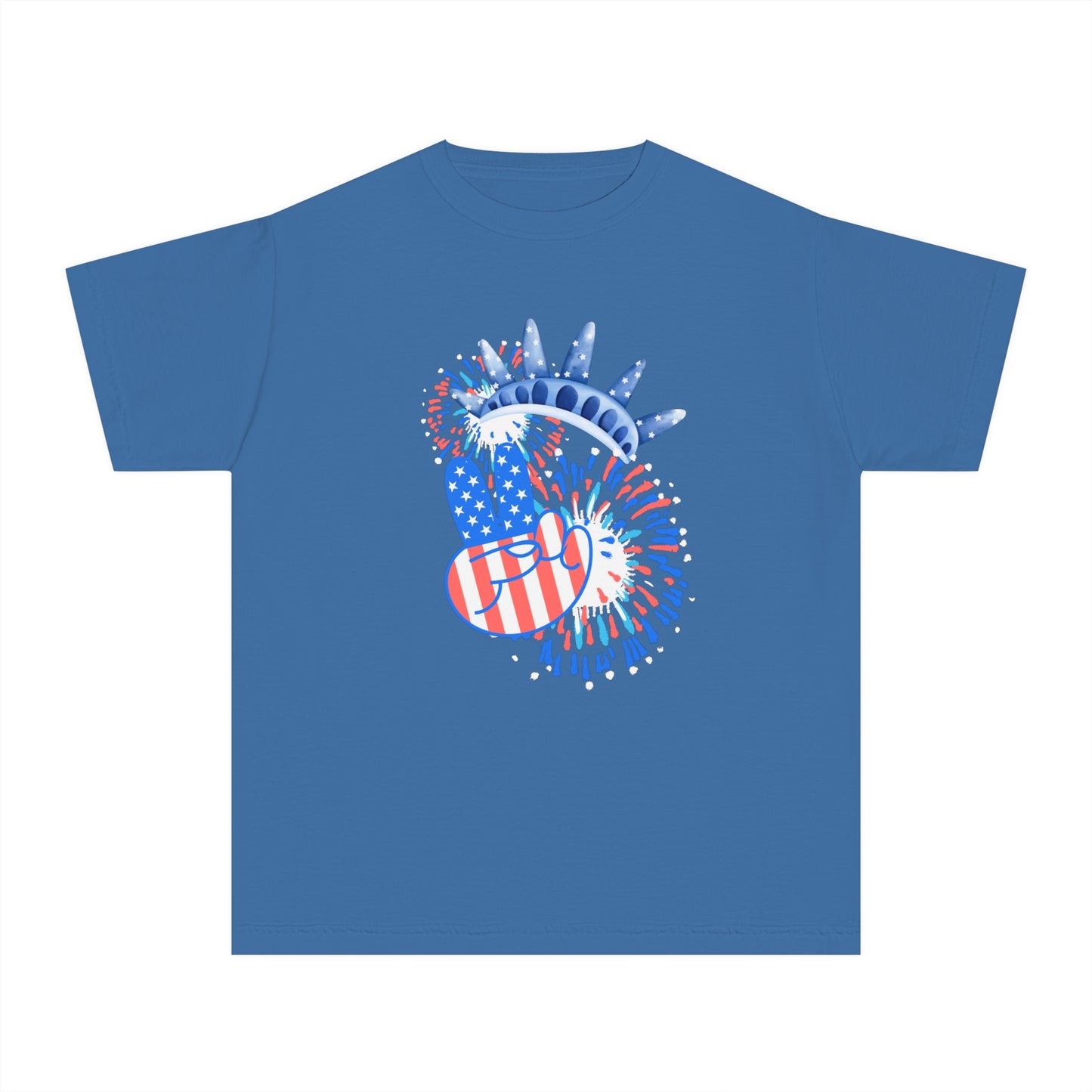 Peace, Crown, & Fireworks Comfort Colors Youth Tee