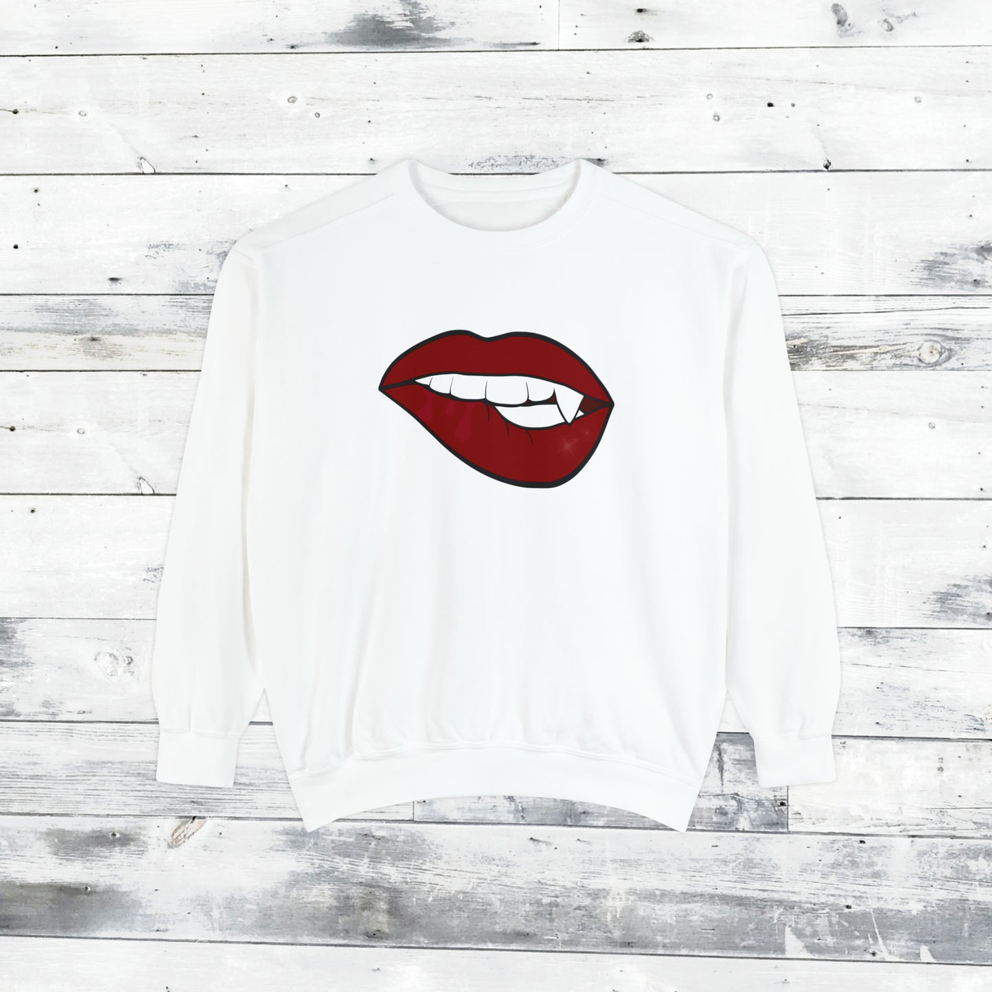 Biting Lip Vampire Fang Comfort Colors Sweater