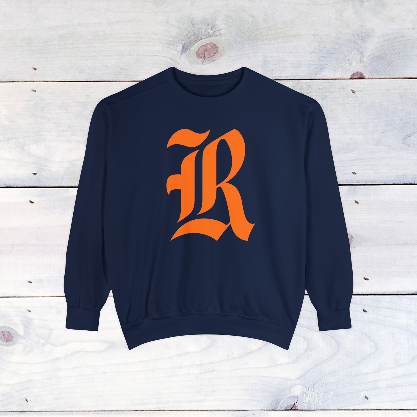 Old School R front, Small Fighting Stinger on back Comfort Colors Sweater