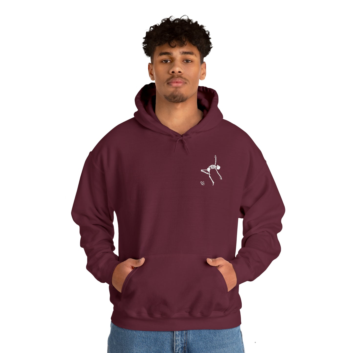Dancing Skeleton Hoodie- Dancing Skeleton Front- Multi -Dancing Skeleton Back, Mutliple Color Options, Unisex Heavy Blend™ Hooded Sweatshirt