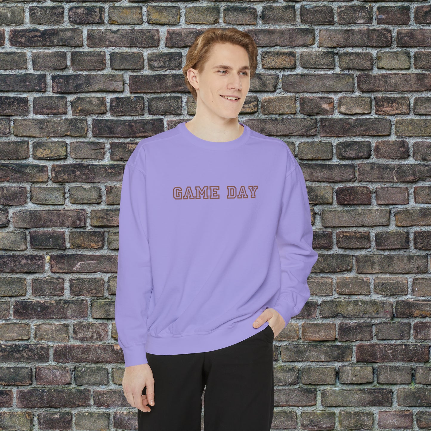 Game Day Comfort Colors Sweater - Brown Text