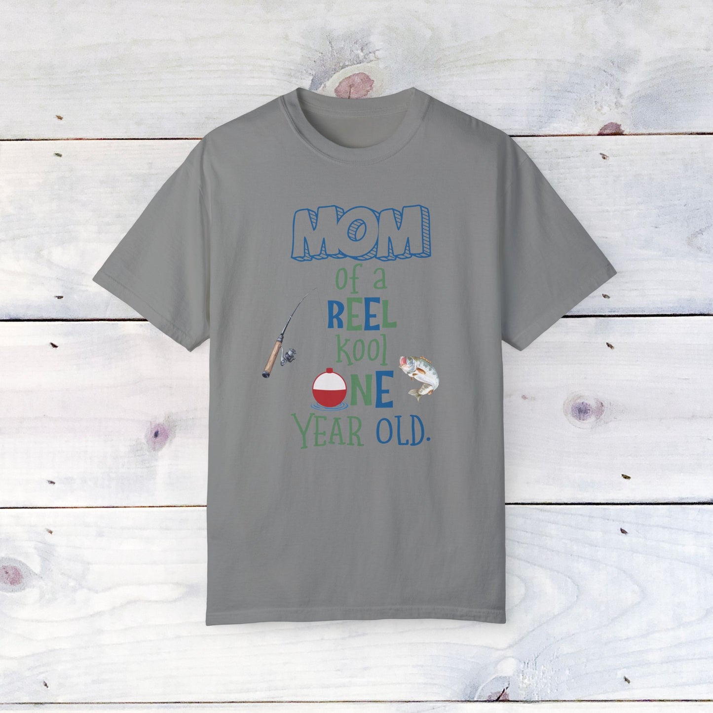 Mom of a Reel Kool One Year Old Unisex Comfort Colors Shirt