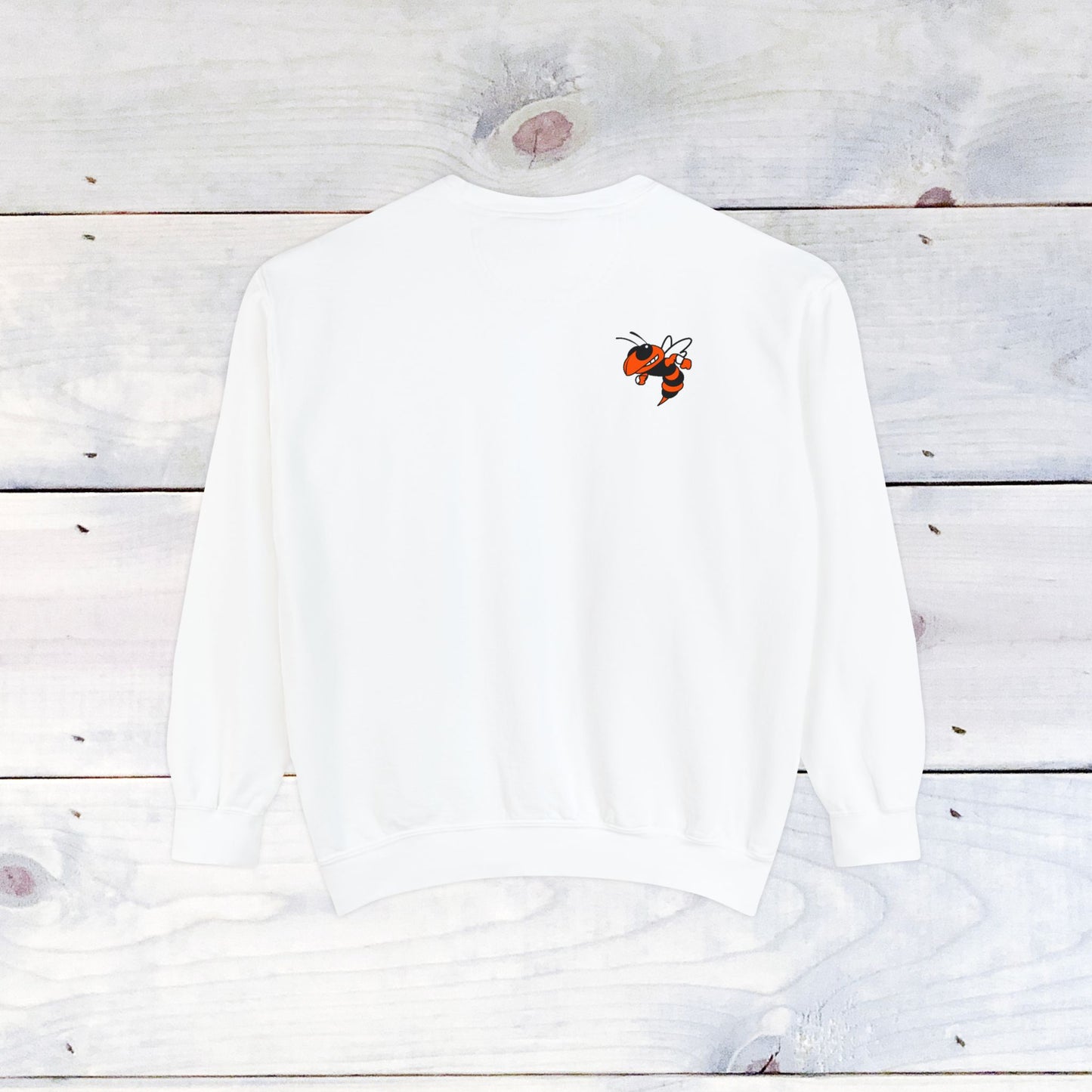 Old School R front, Small Fighting Stinger on back Comfort Colors Sweater