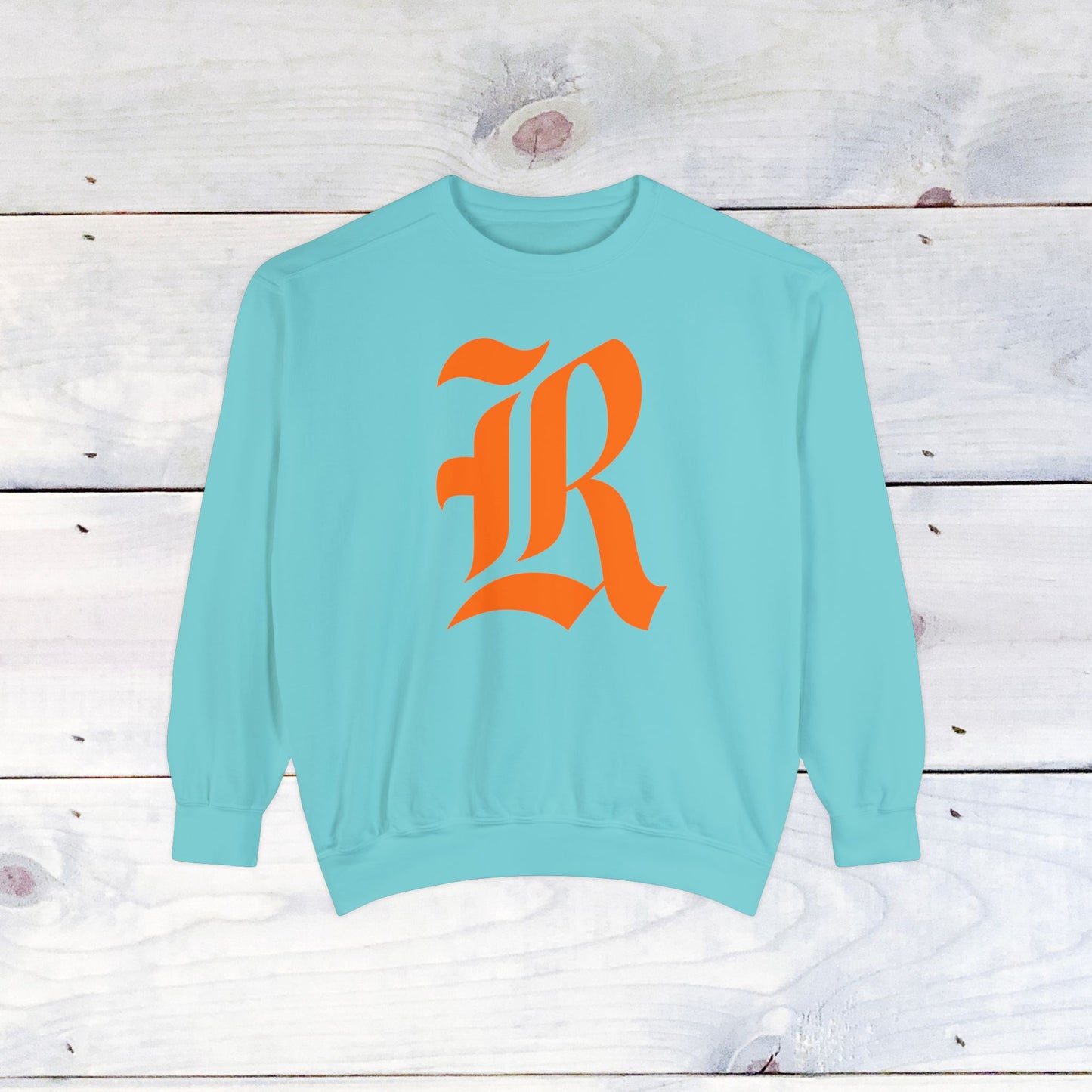Old School R front, Small Fighting Stinger on back Comfort Colors Sweater