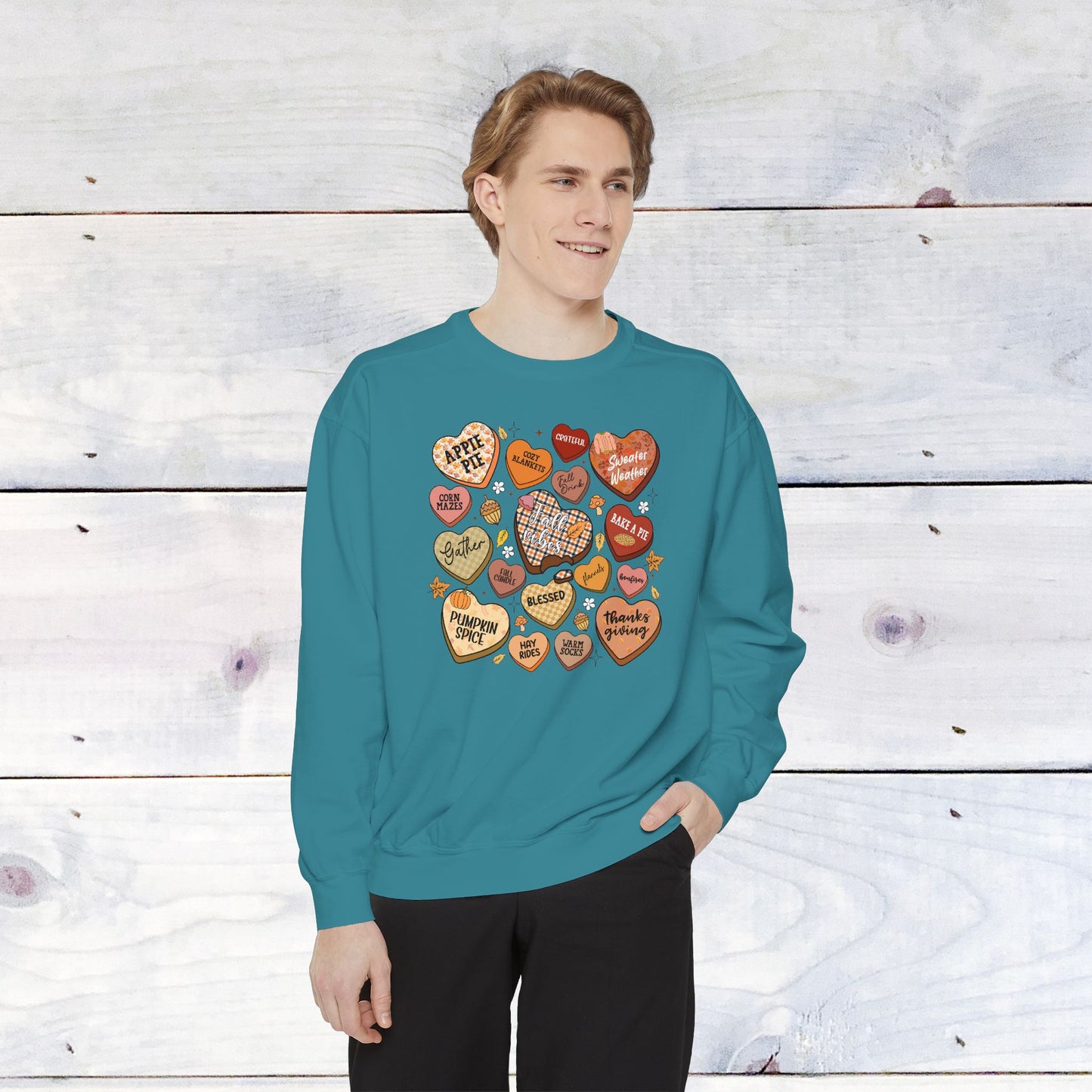 Fall Conversation Hearts Comfort Colors Sweater