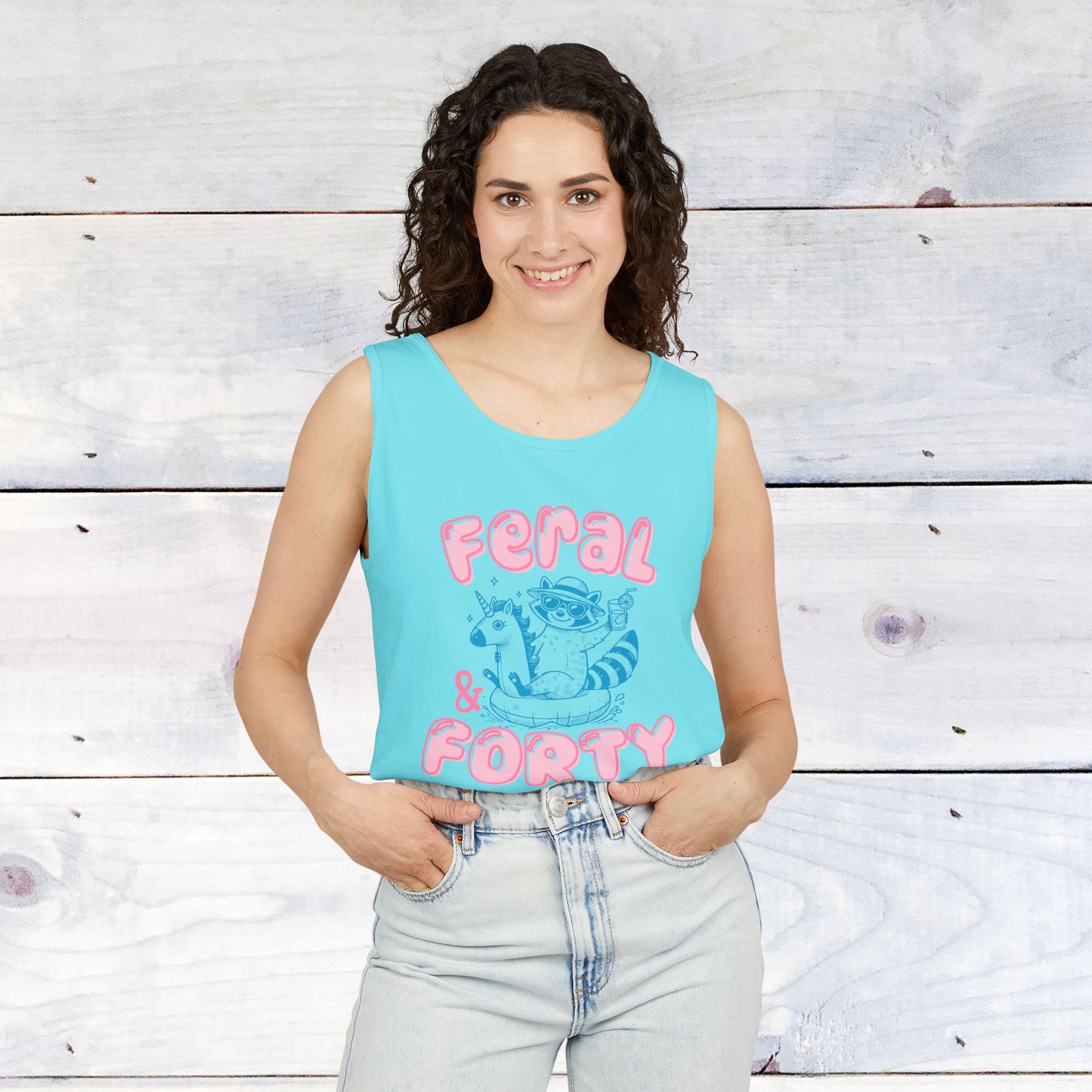 Feral and Forty Floatie Comfort Colors Tank Top