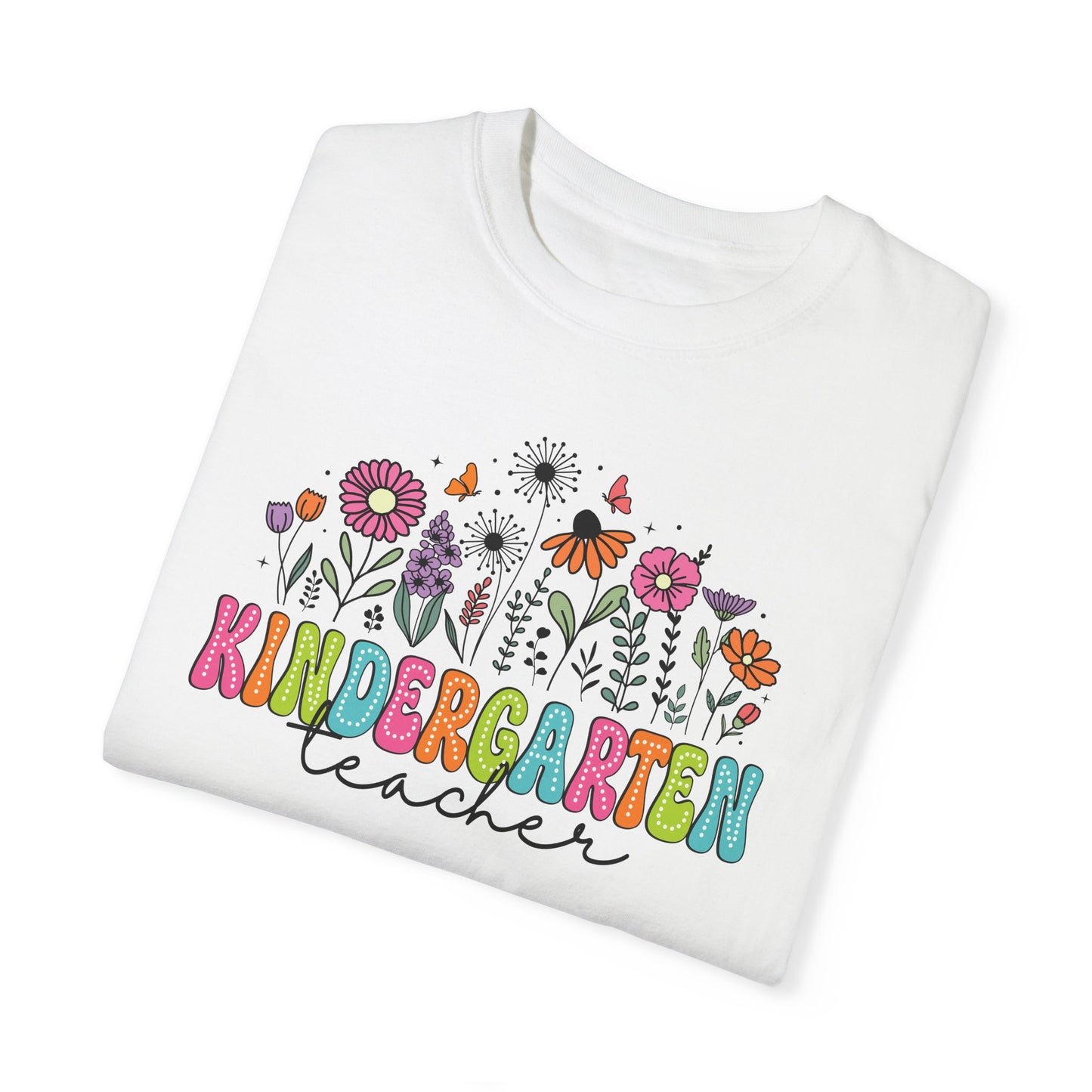 Kinder Flower Teacher Shirt - Comfort Colors