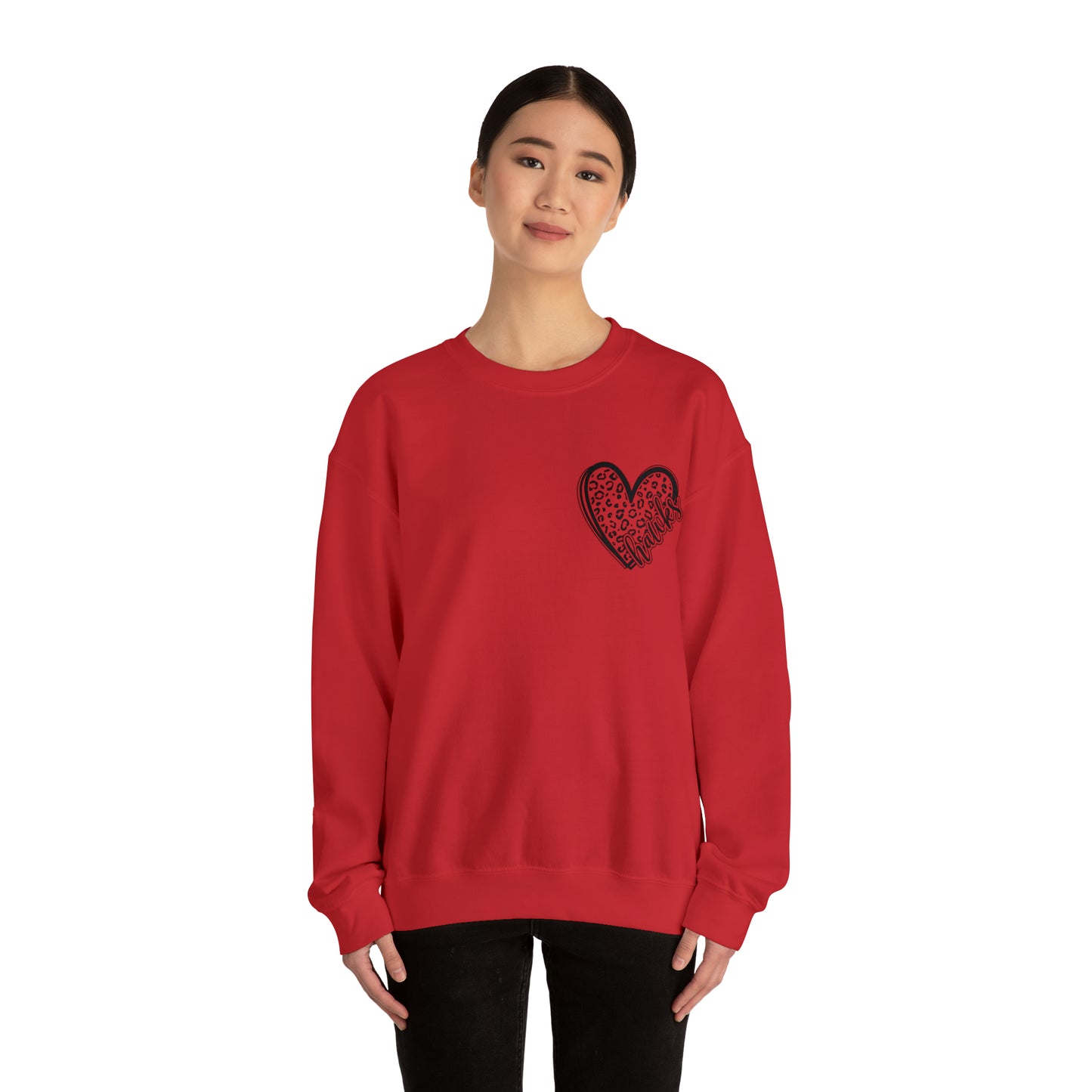 Hawks Heart Front, Glitz Cheer Mom back - Sweater