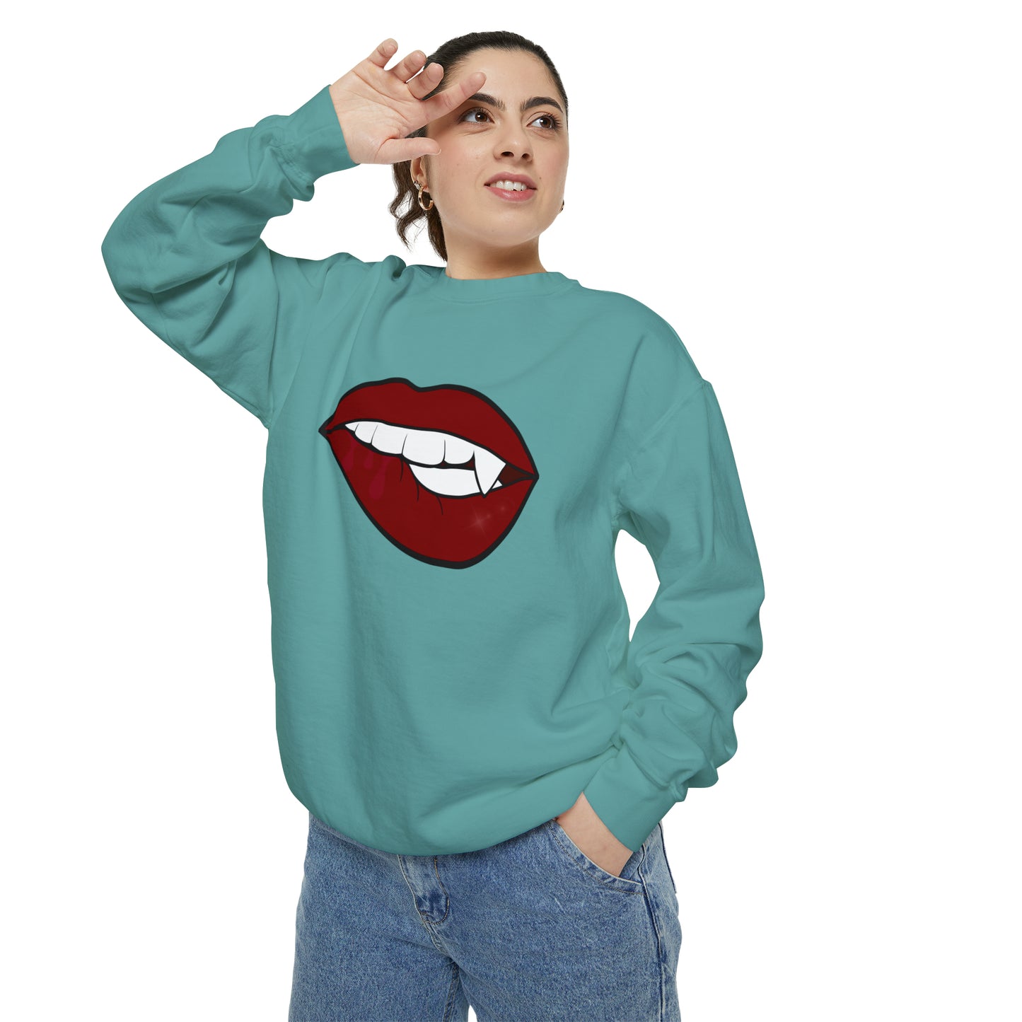 Biting Lip Vampire Fang Comfort Colors Sweater