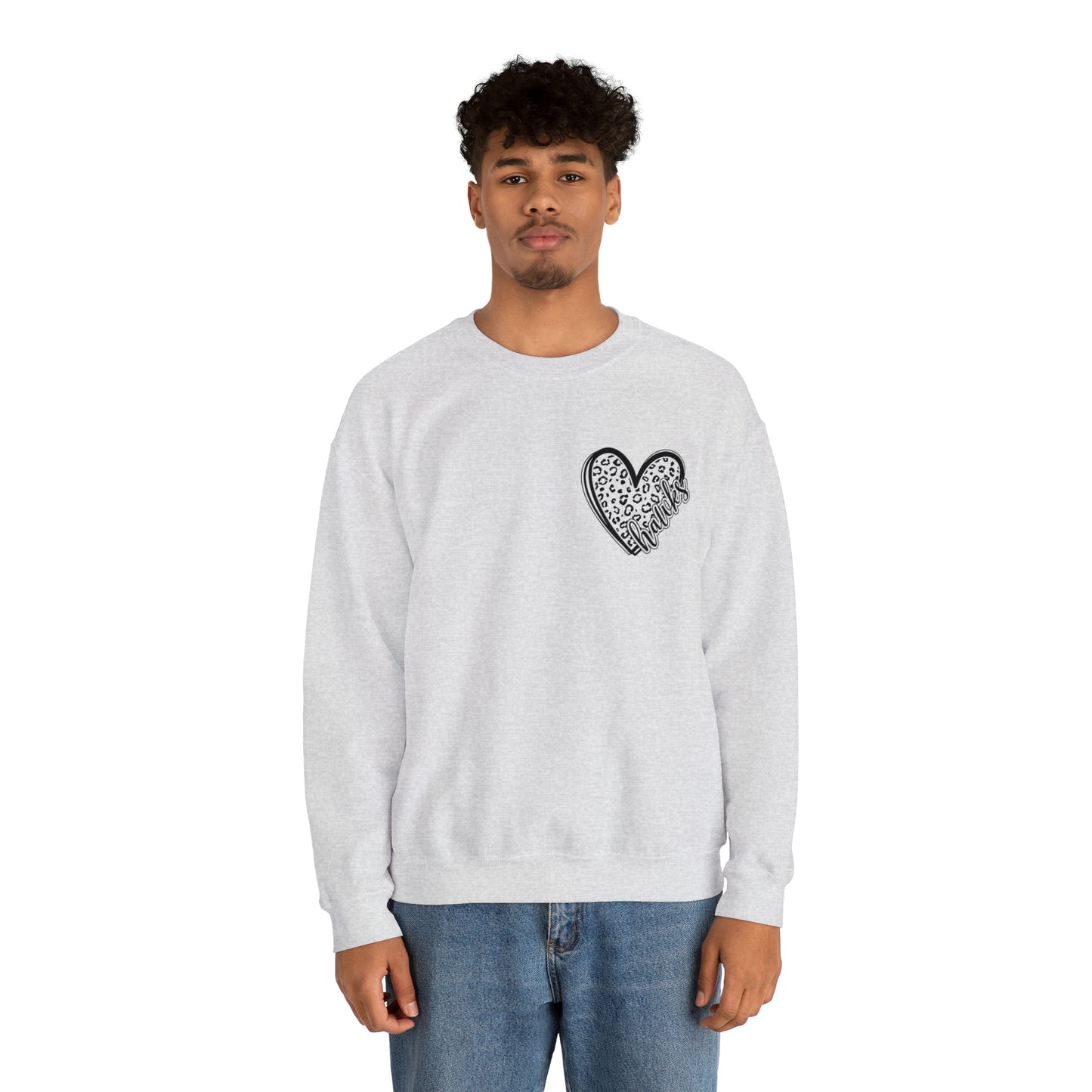Hawks Heart Front, Glitz Cheer Mom back - Sweater