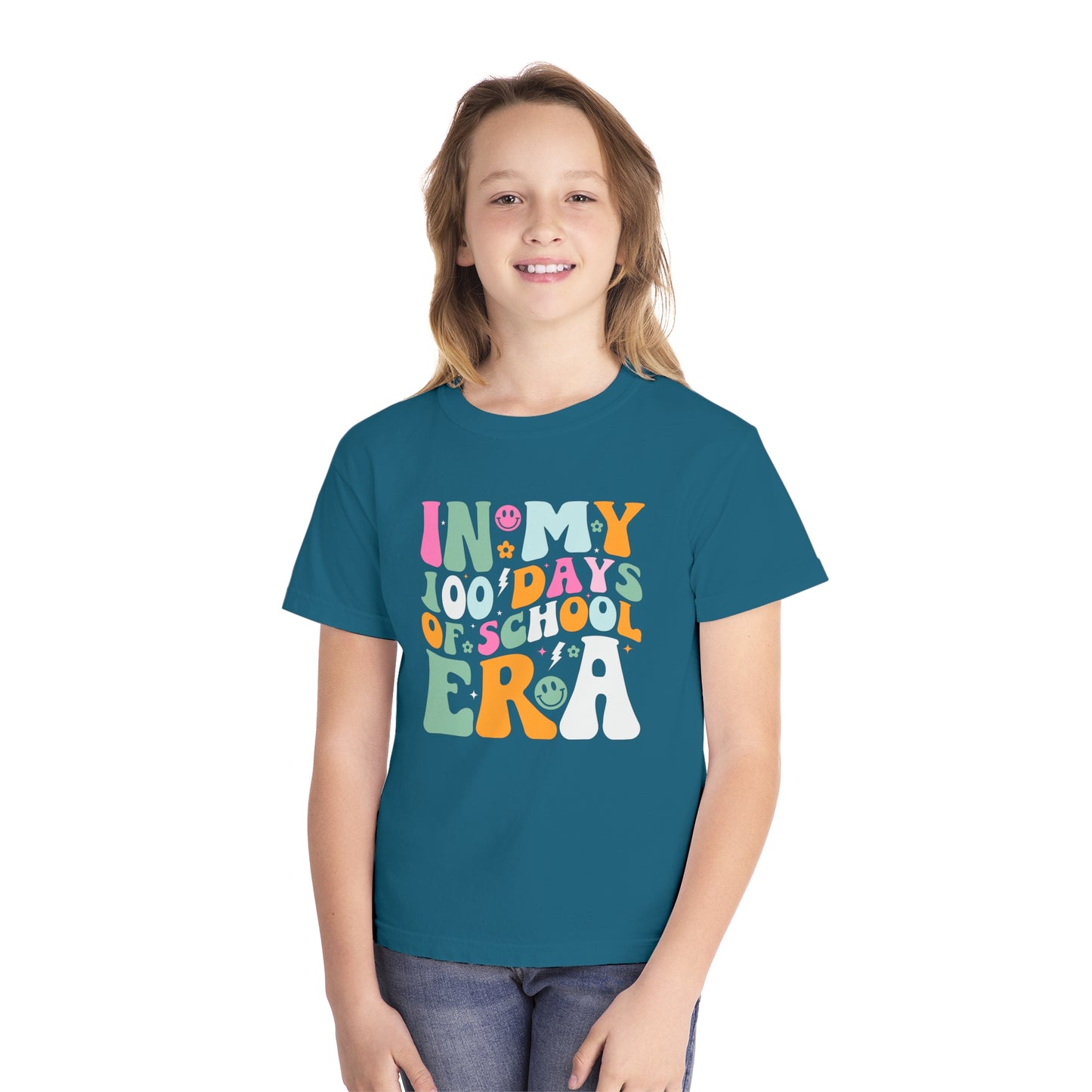 Youth 100 Groovy Days Era Comfort Colors Tee