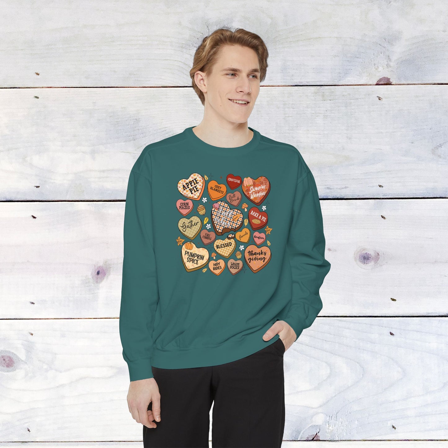 Fall Conversation Hearts Comfort Colors Sweater