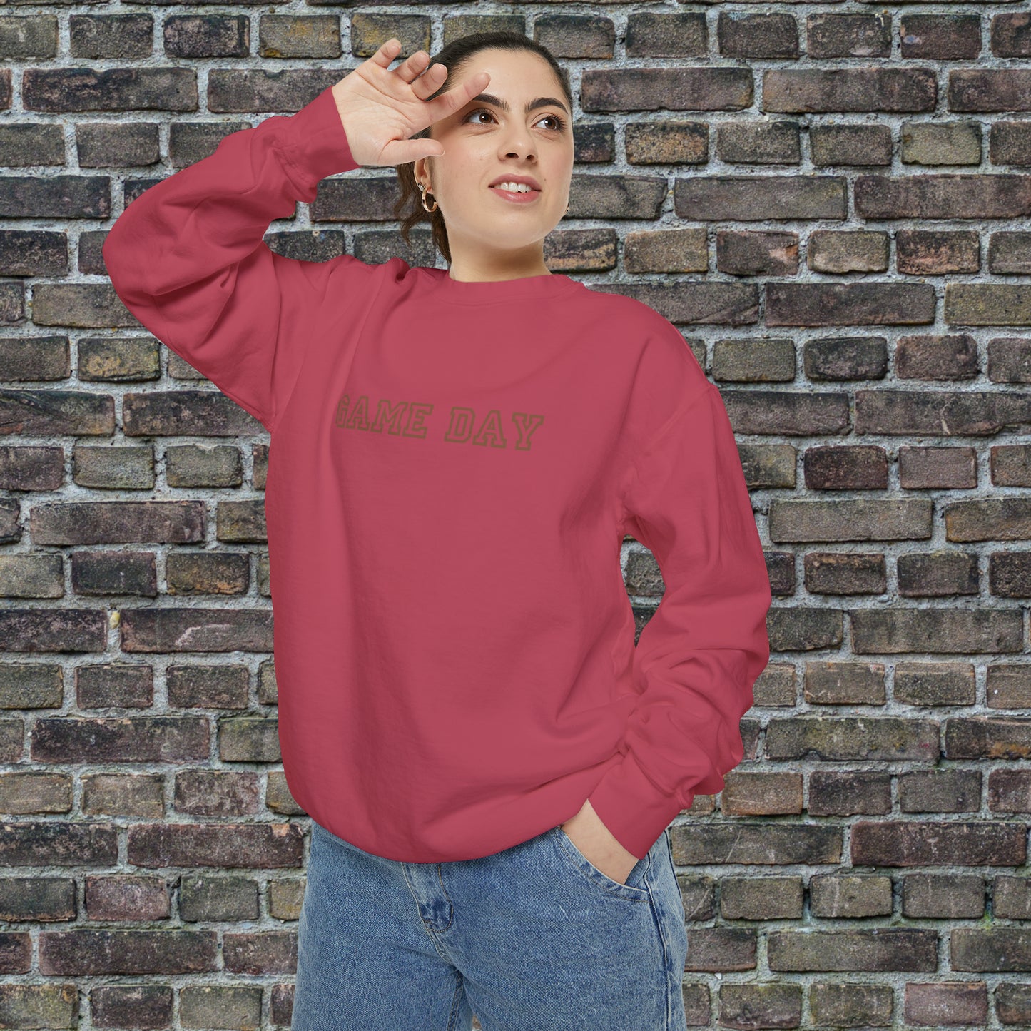 Game Day Comfort Colors Sweater - Brown Text