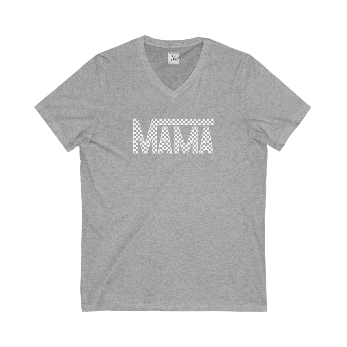 White Mama Checkered V Neck