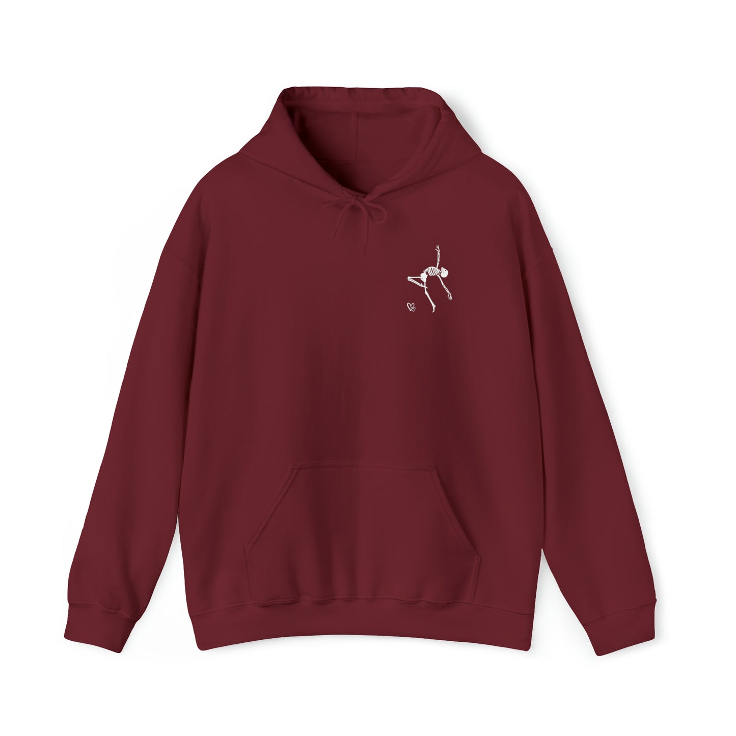 Dancing Skeleton Hoodie- Dancing Skeleton Front- Multi -Dancing Skeleton Back, Mutliple Color Options, Unisex Heavy Blend™ Hooded Sweatshirt