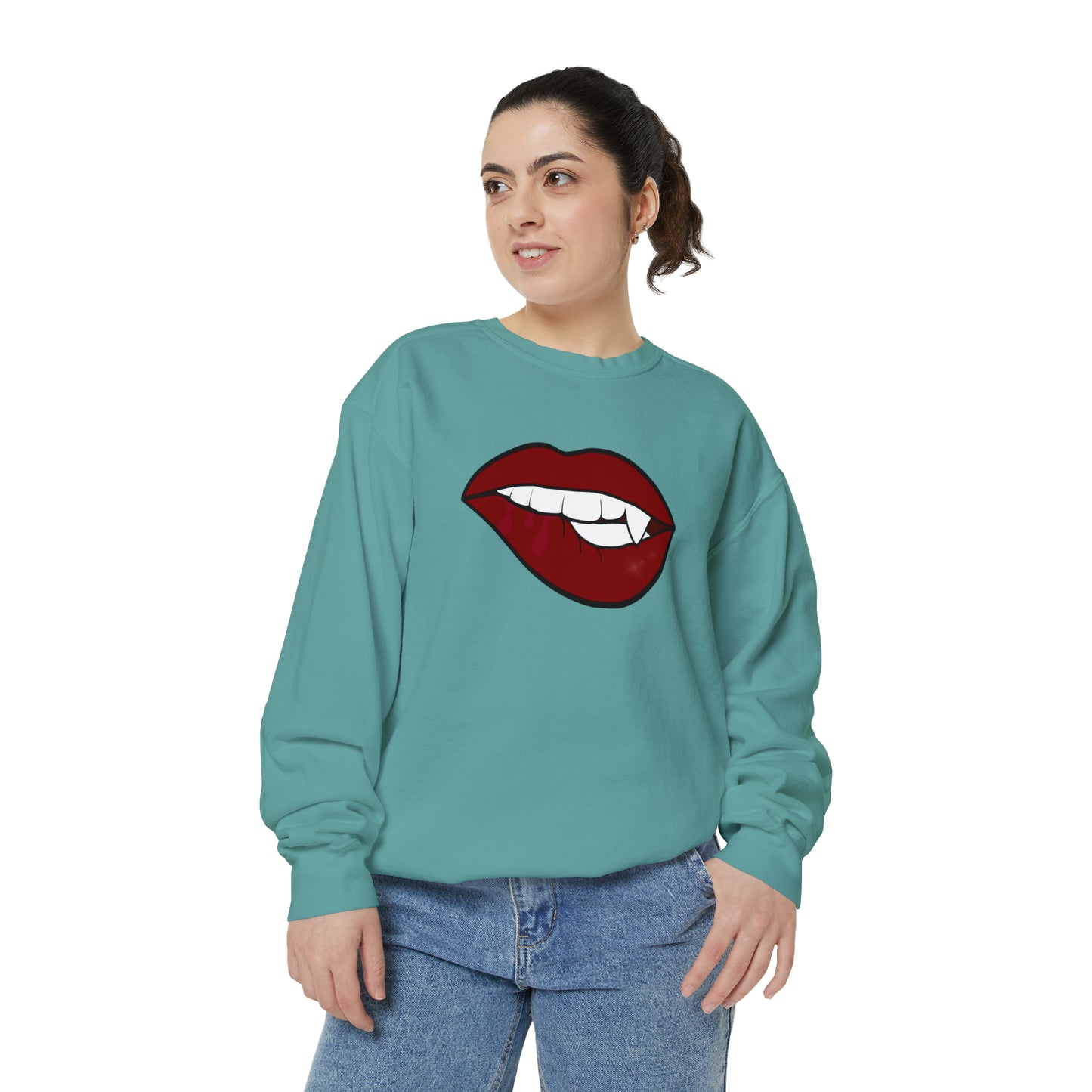 Biting Lip Vampire Fang Comfort Colors Sweater