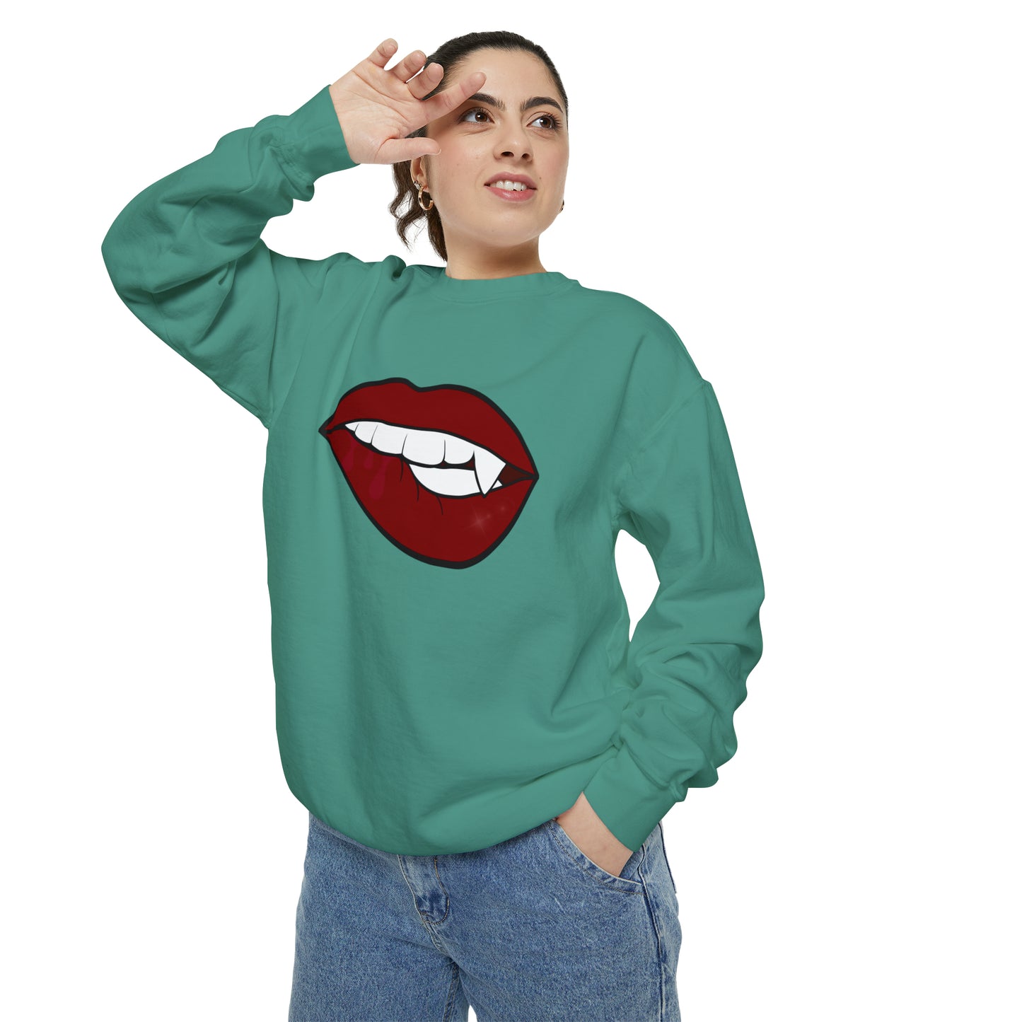 Biting Lip Vampire Fang Comfort Colors Sweater