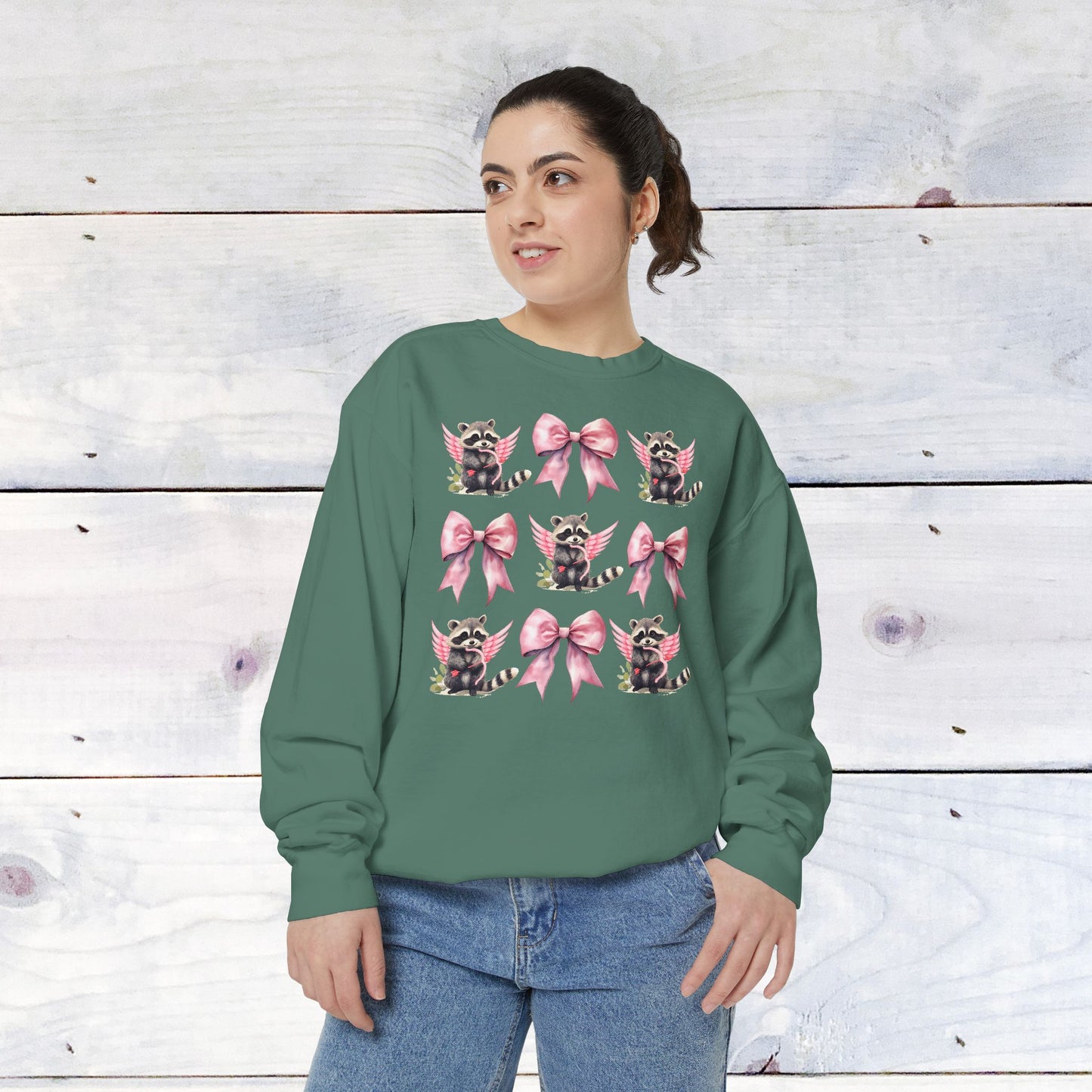 Raccoon Grid Valentine Adult Comfort Colors Sweatshirt