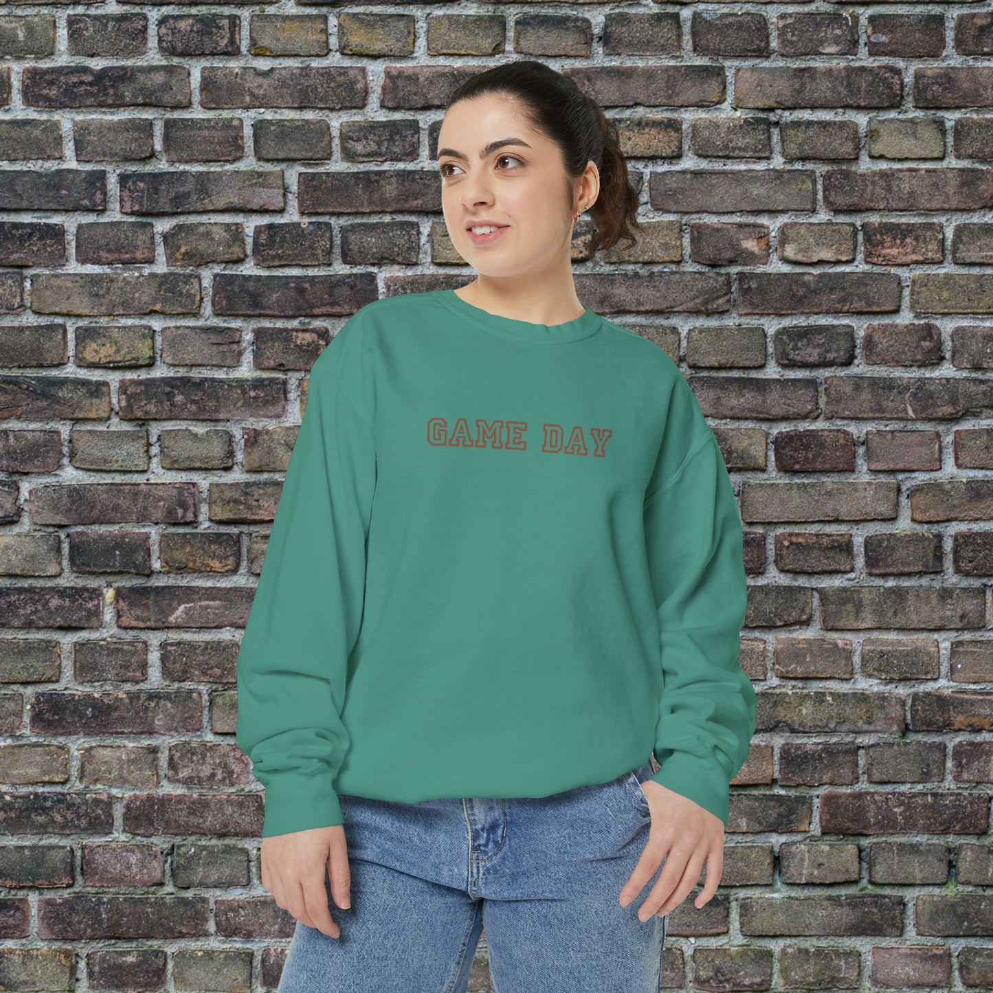 Game Day Comfort Colors Sweater - Brown Text