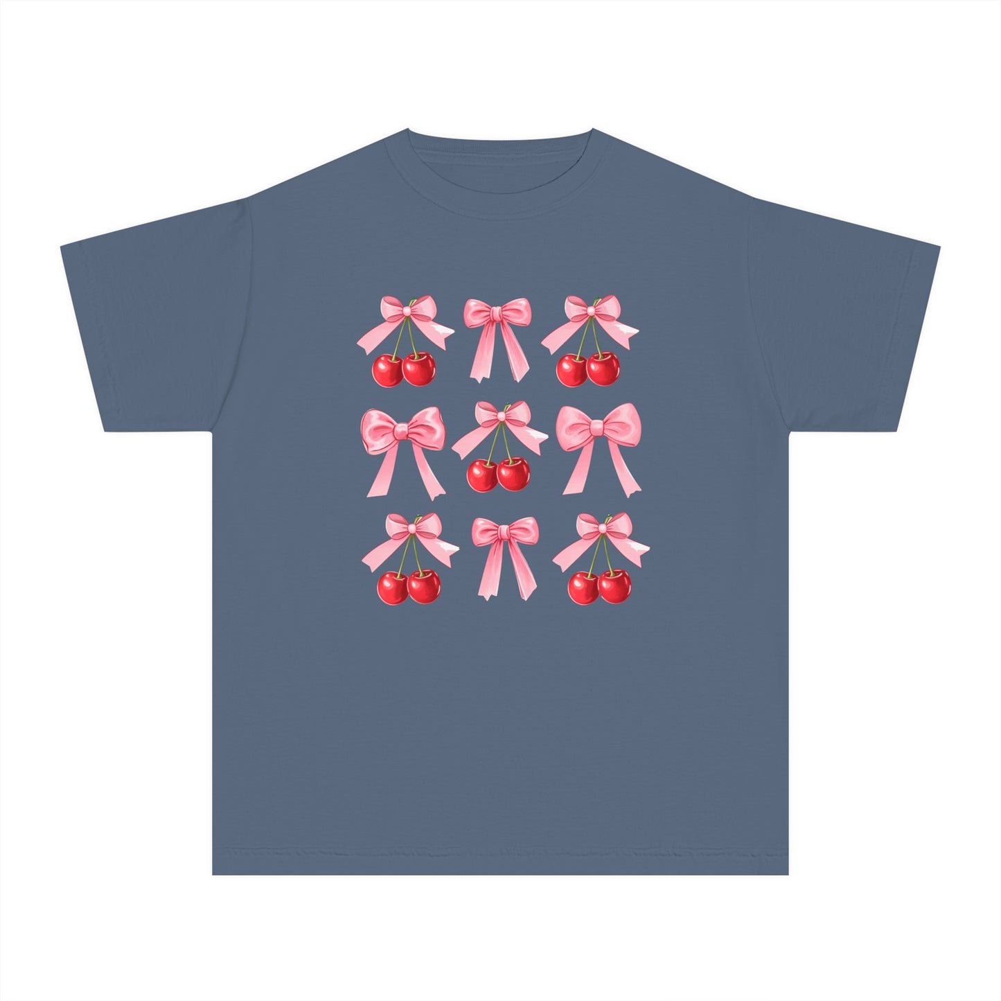 Cherry Bow Grid Comfort Colors Tee