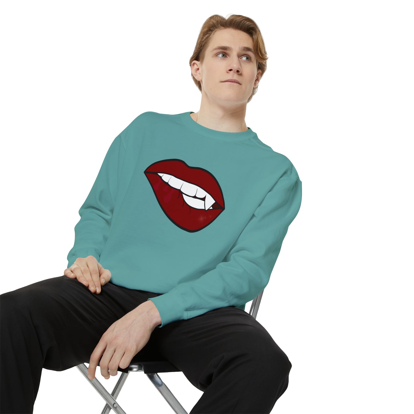 Biting Lip Vampire Fang Comfort Colors Sweater