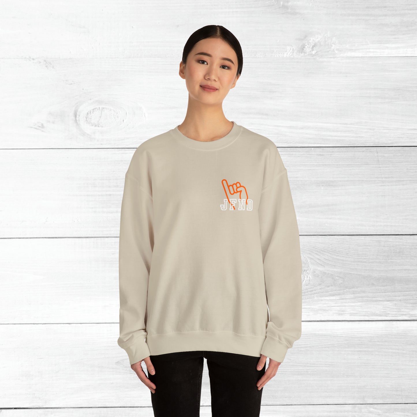 JFND front and Yellowjacket back Sweater