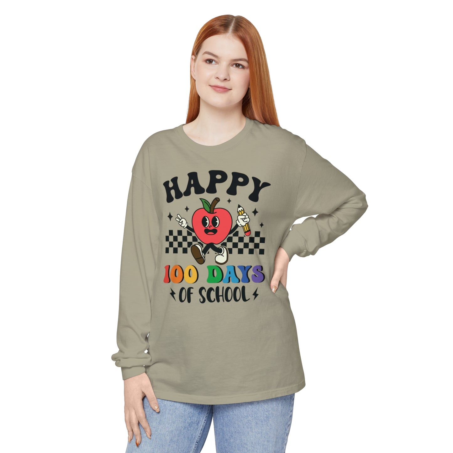 Happy 100 Days Comfort Colors Long Sleeve T-Shirt