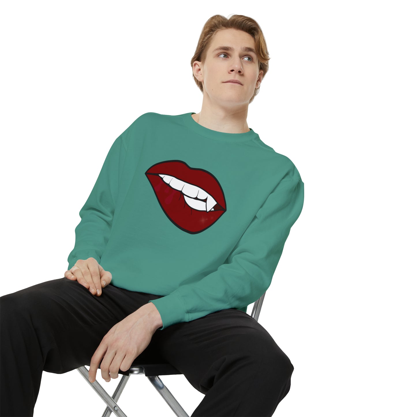 Biting Lip Vampire Fang Comfort Colors Sweater