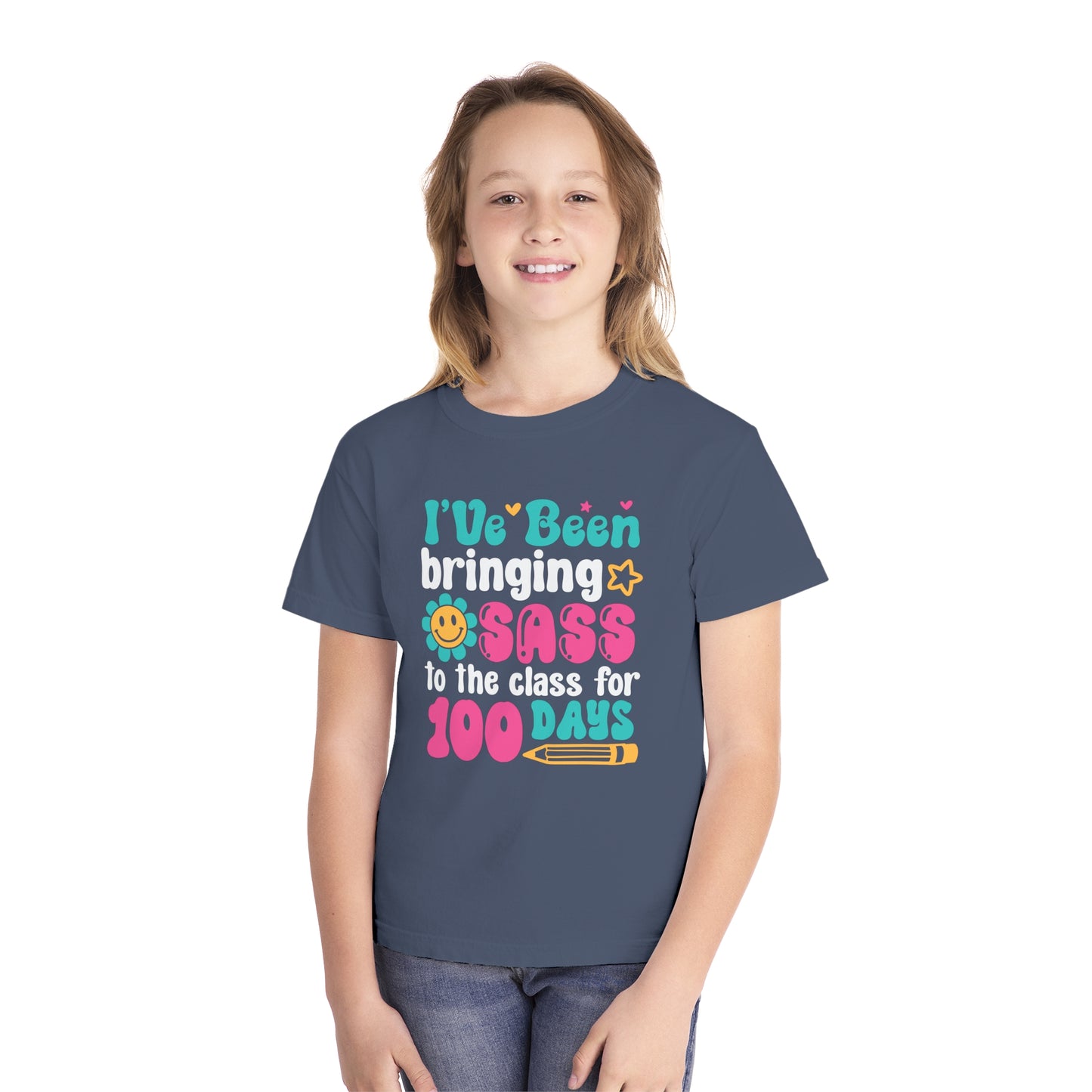 Youth Bringing the Sass 100 days of Class Comfort Colors Tee