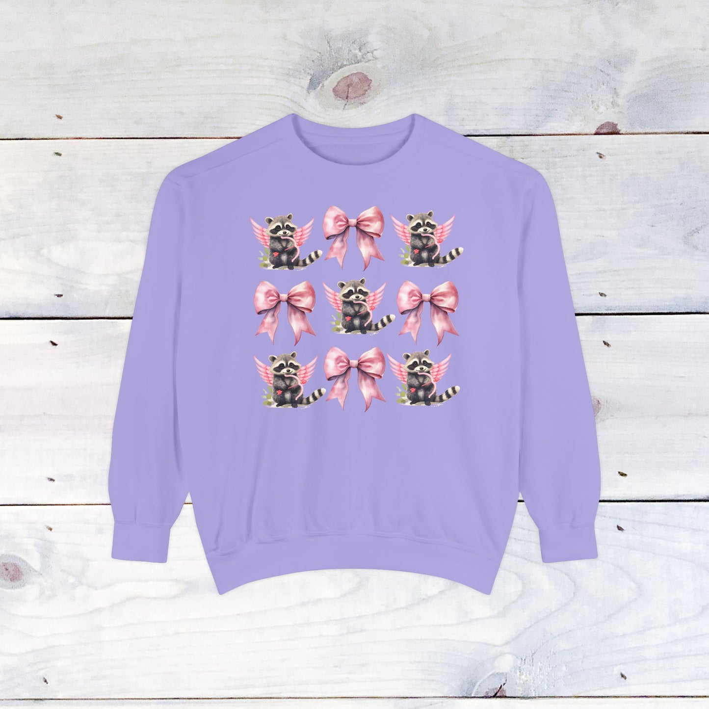 Raccoon Grid Valentine Adult Comfort Colors Sweatshirt