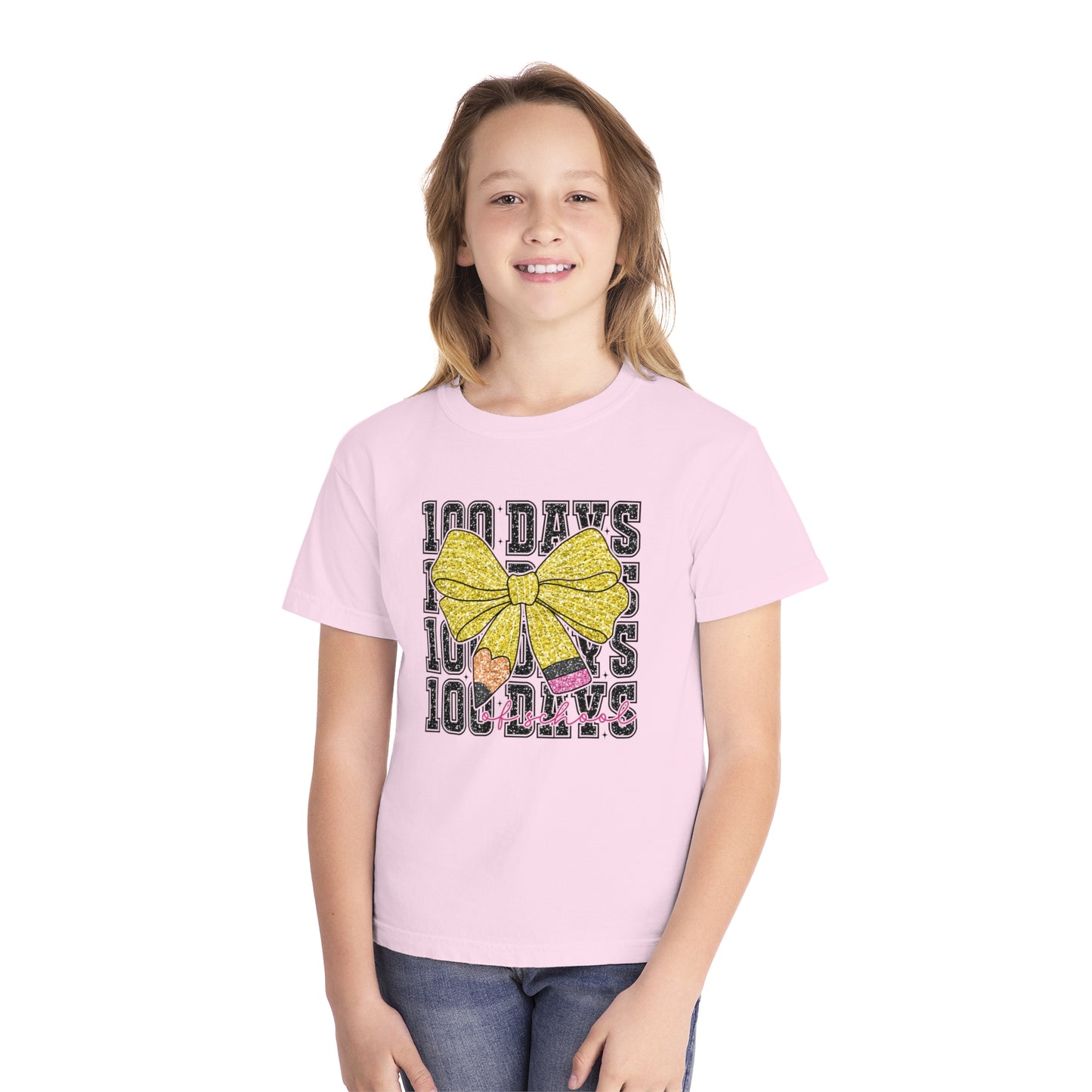 Youth 100 Days Bow Comfort Colors Tee
