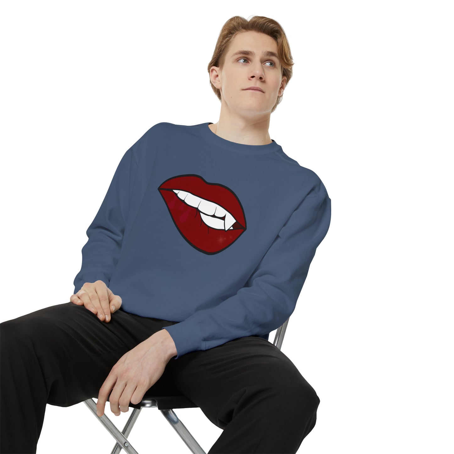 Biting Lip Vampire Fang Comfort Colors Sweater
