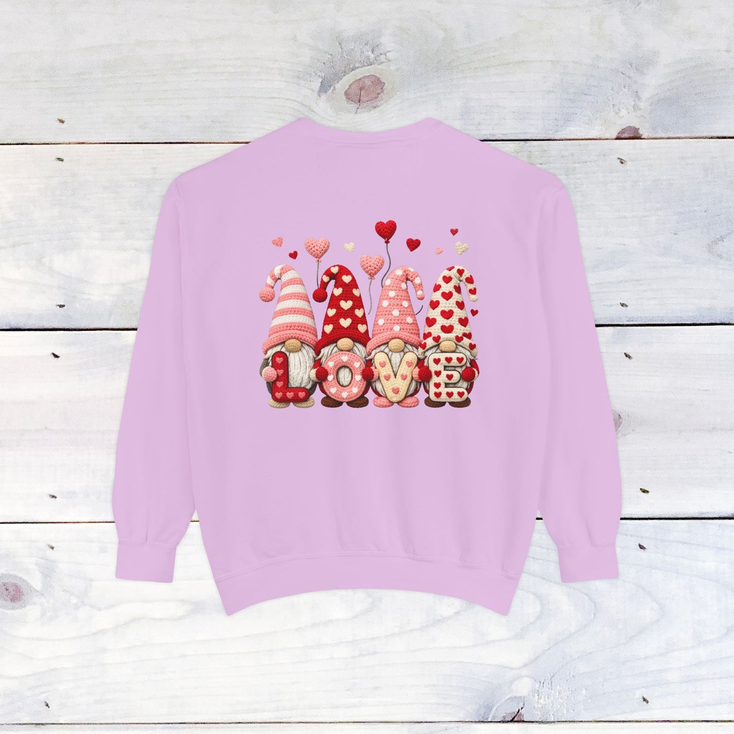 Gnome Love Yarn Bow Comfort Color Sweatshirt