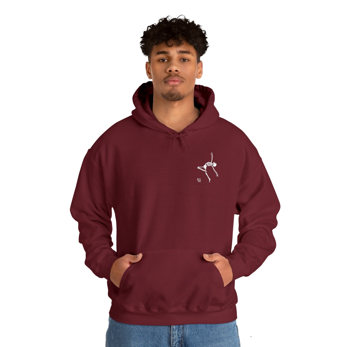 Dancing Skeleton Hoodie- Dancing Skeleton Front- Multi -Dancing Skeleton Back, Mutliple Color Options, Unisex Heavy Blend™ Hooded Sweatshirt