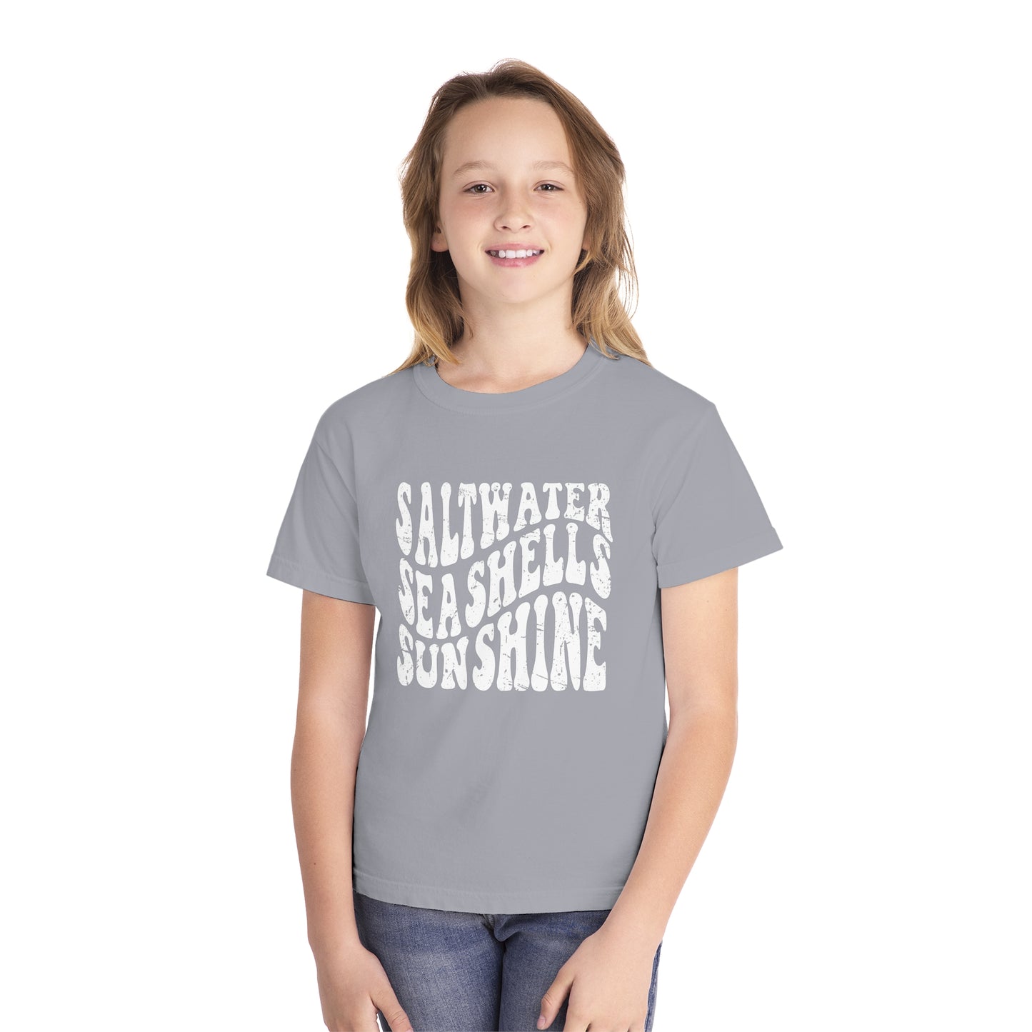 Youth Saltwater, Seashells, Sunshine Comfort Colors Youth Tee