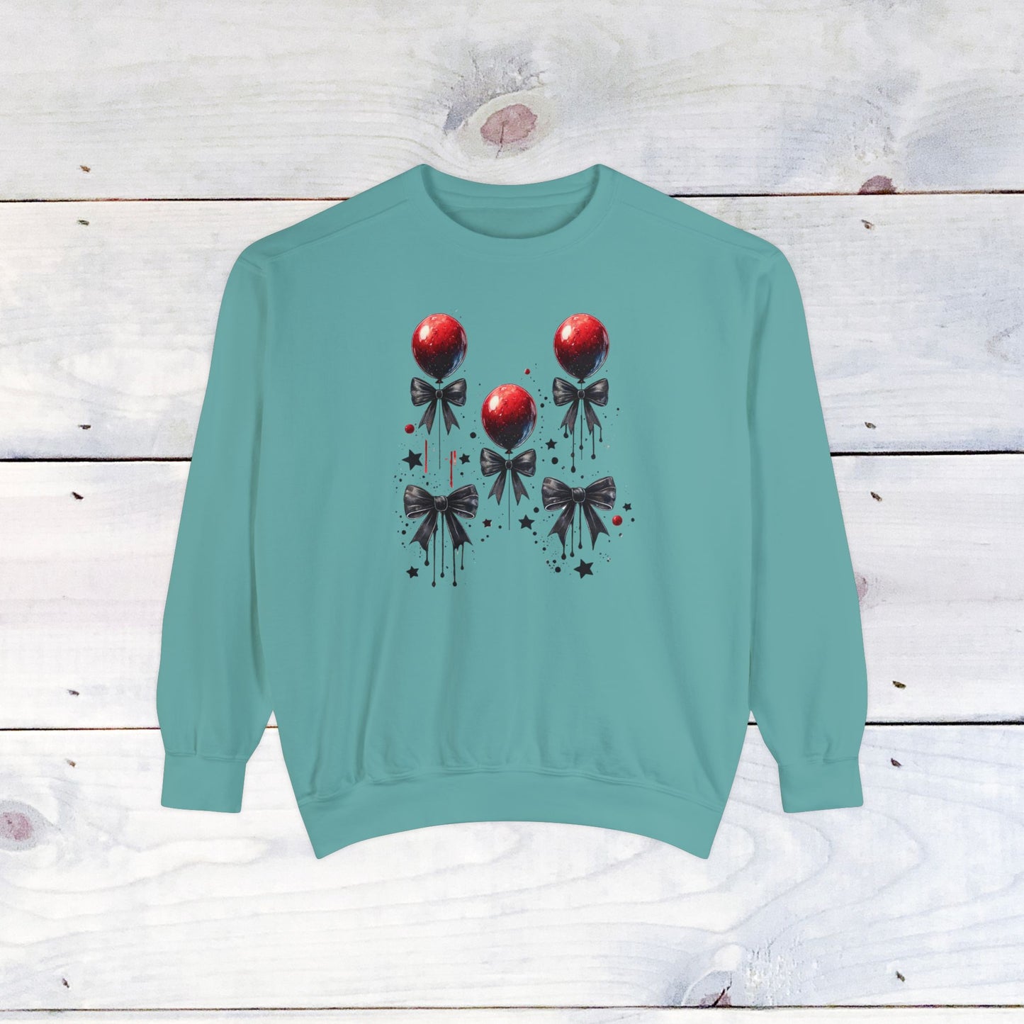 "IT" Red Balloon and Bow Comfort Colors Sweater