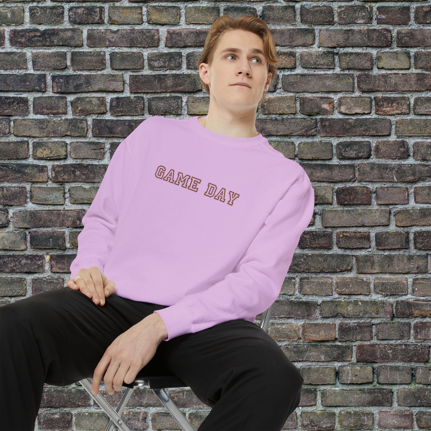 Game Day Comfort Colors Sweater - Brown Text