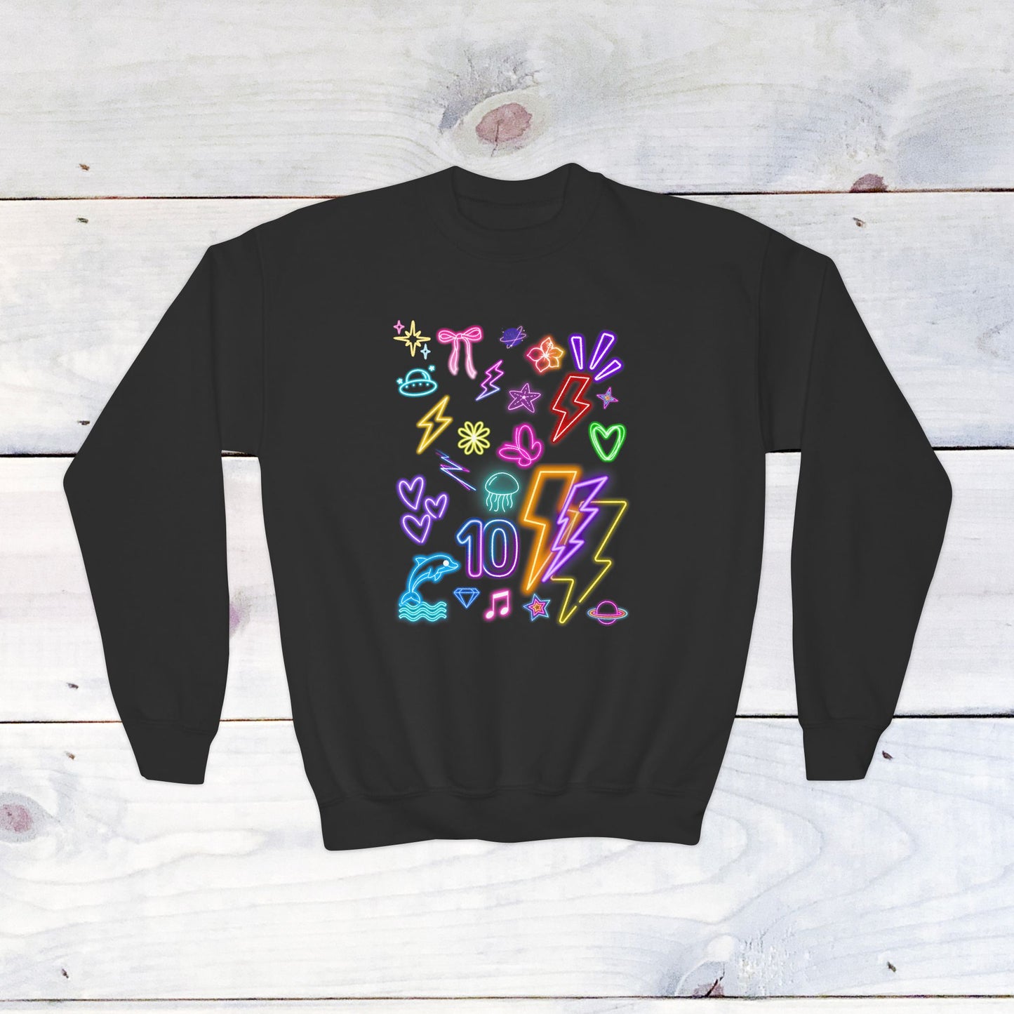 Neon Doodle 10th Birthday Crewneck