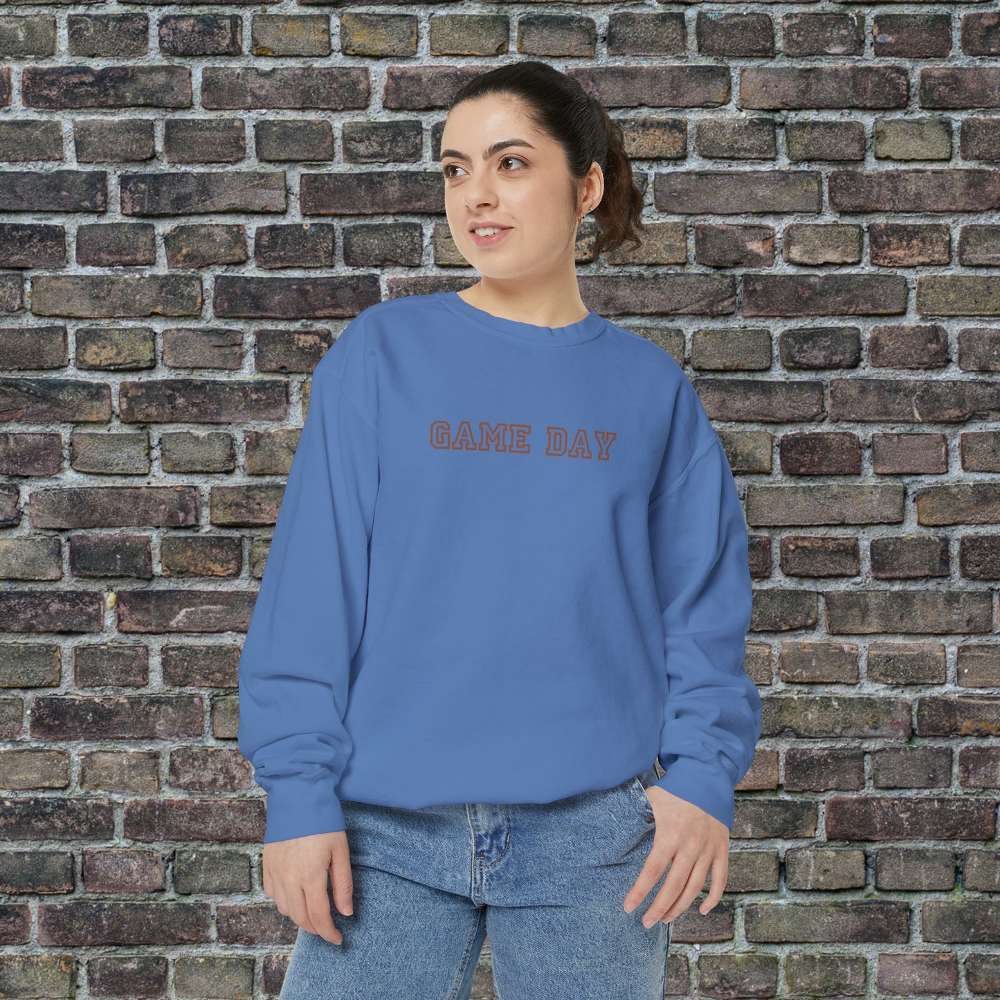 Game Day Comfort Colors Sweater - Brown Text