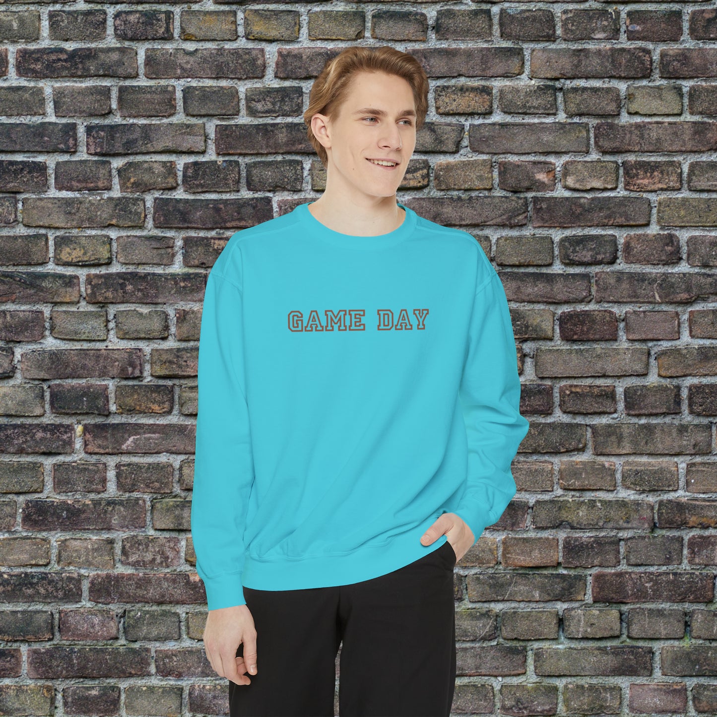 Game Day Comfort Colors Sweater - Brown Text