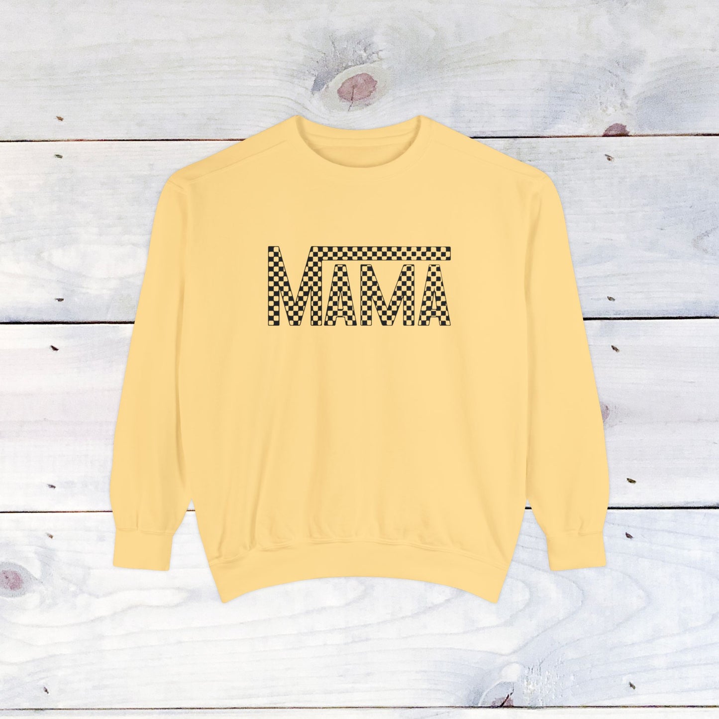 Mama Checkered Black Comfort Colors Sweater